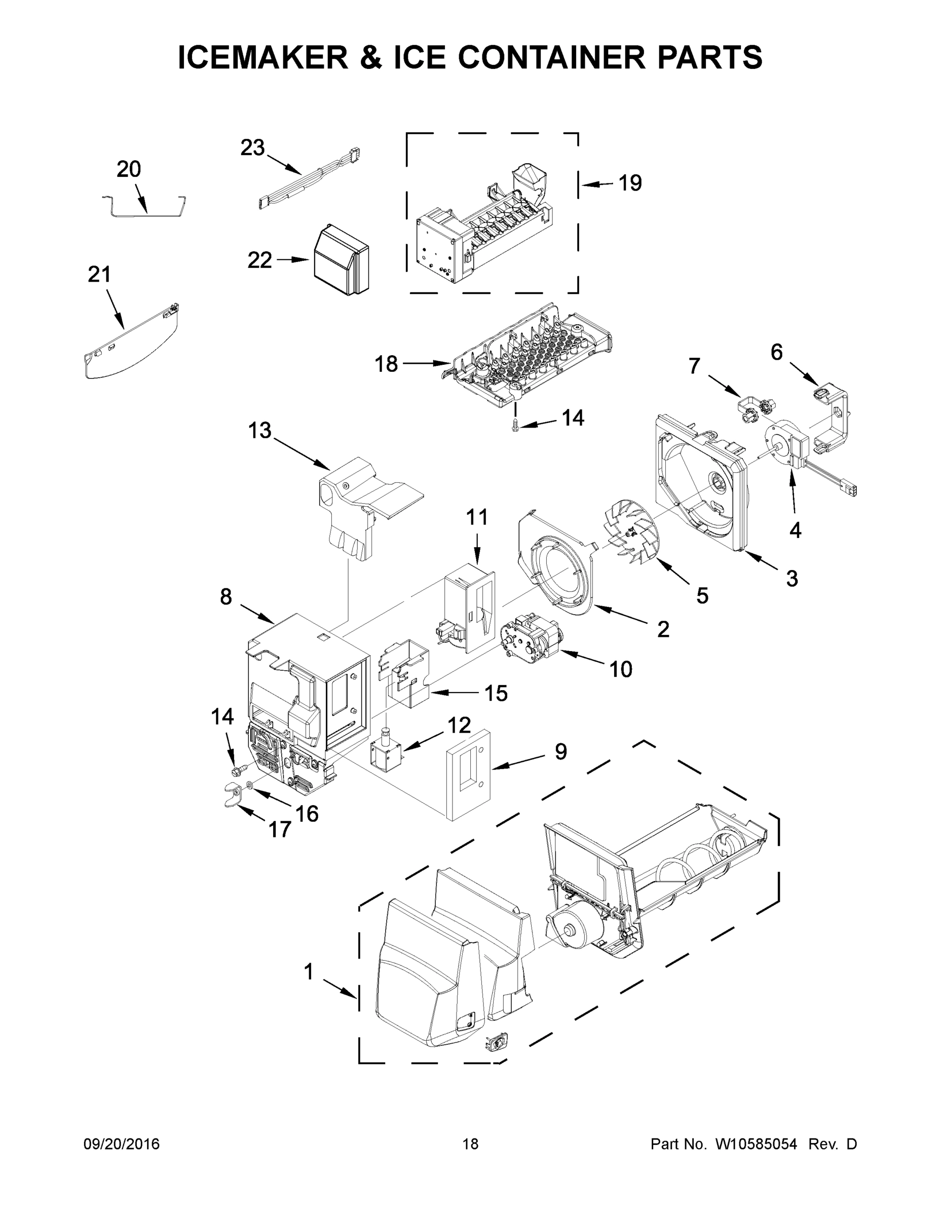 10 - ICEMAKER & ICE CONTAINER PARTS