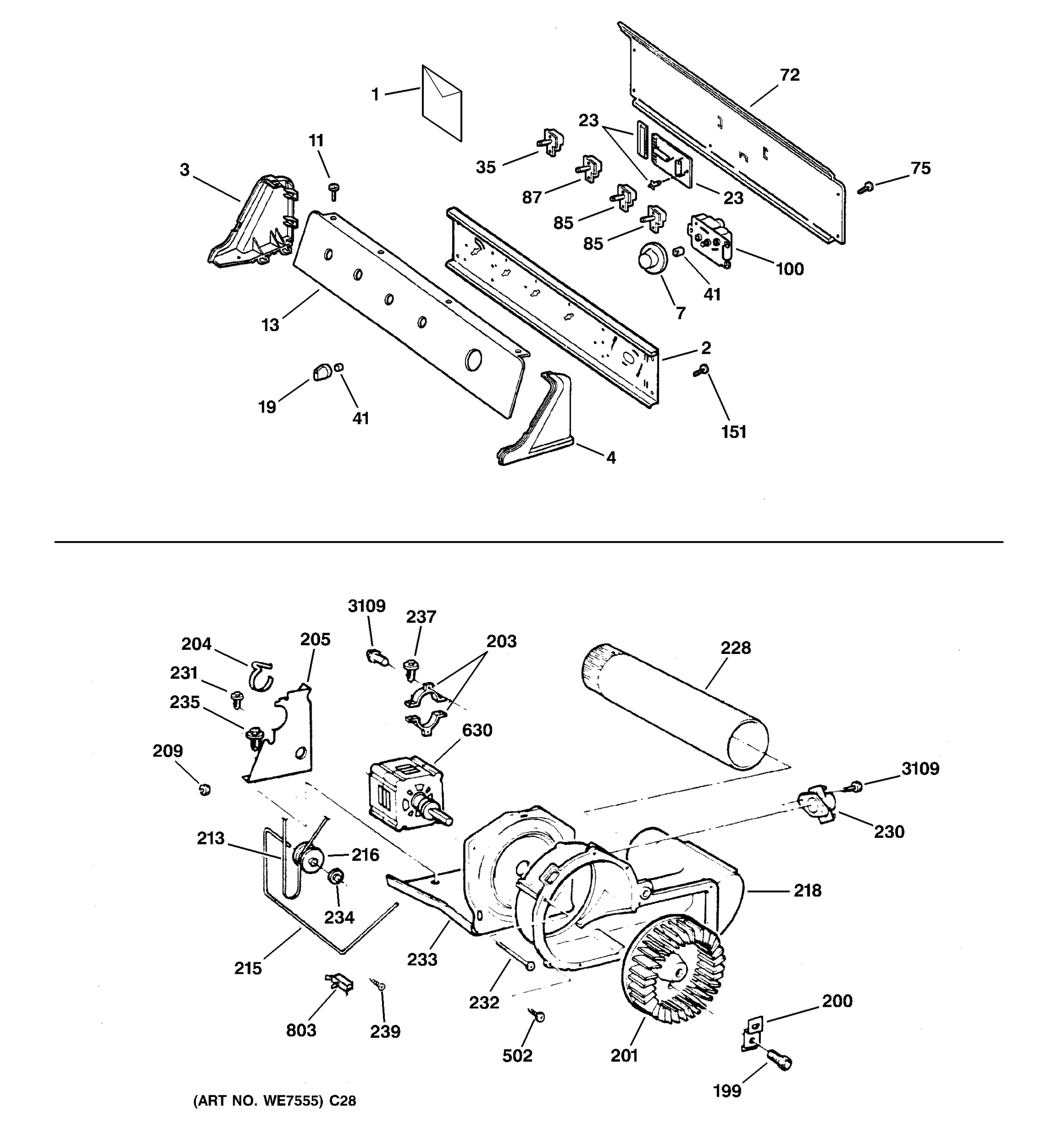 BACKSPLASH, BLOWER & MOTOR ASSEMBLY