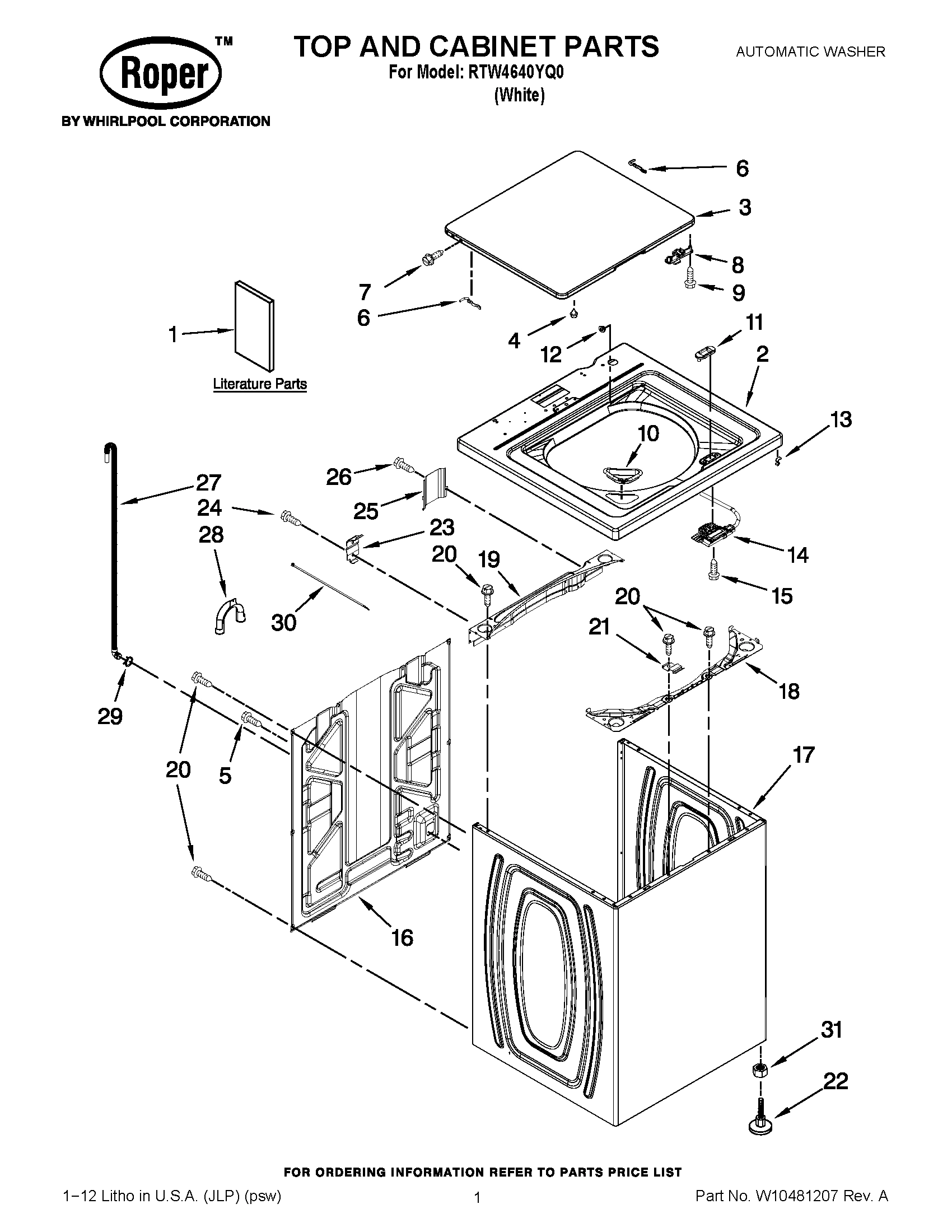 01 - TOP AND CABINET PARTS
