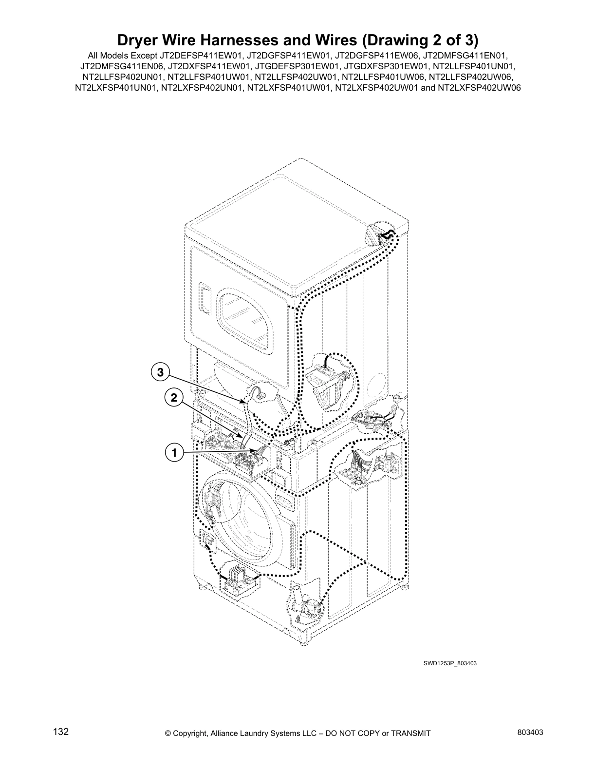 Dryer Wire Harnesses and Wires (Drawing 2 of 3)