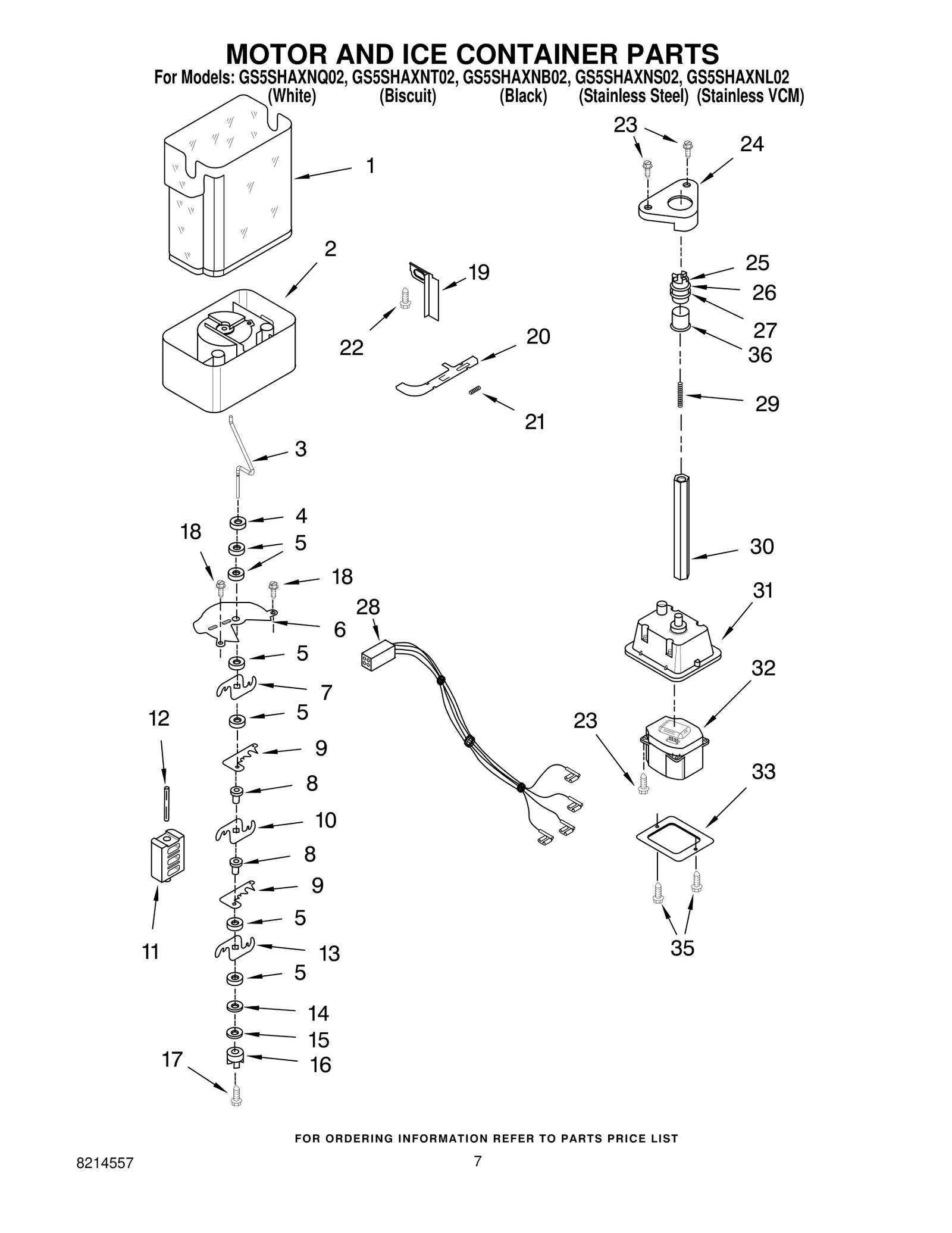 MOTOR AND ICE CONTAINER PARTS