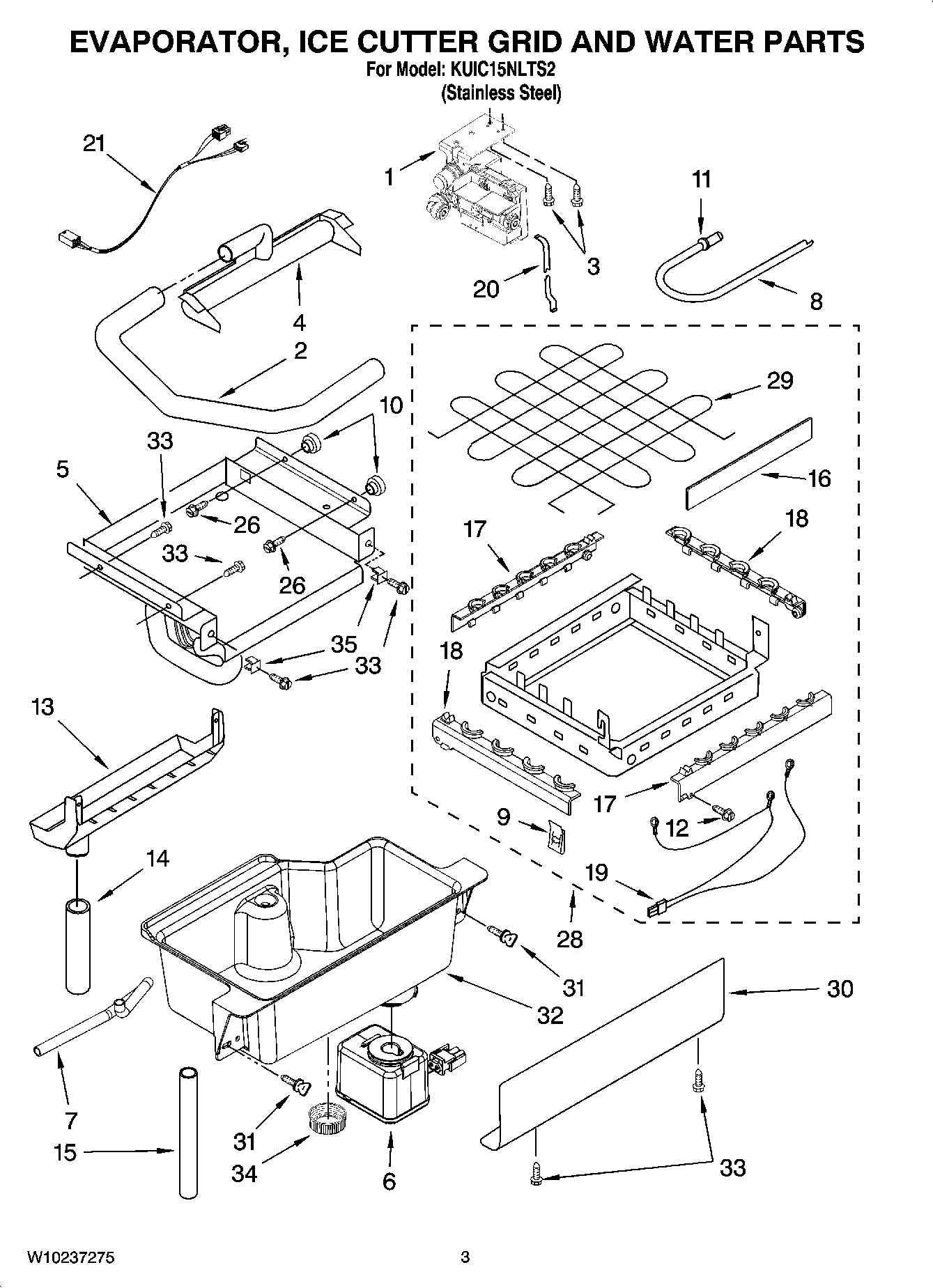 02 - EVAPORATOR, ICE CUTTER GRID AND WATER PARTS