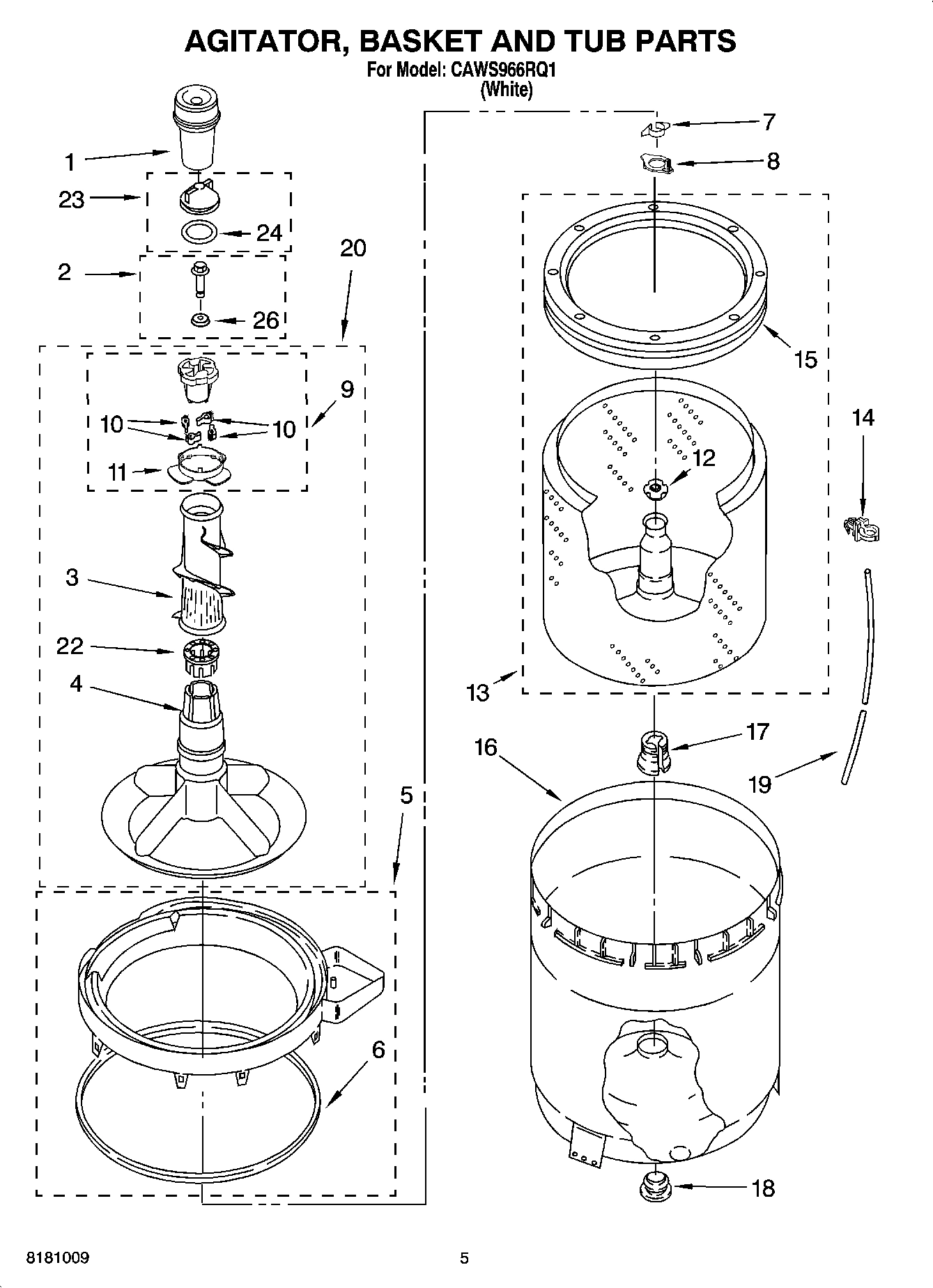 03 - AGITATOR, BASKET AND TUB PARTS