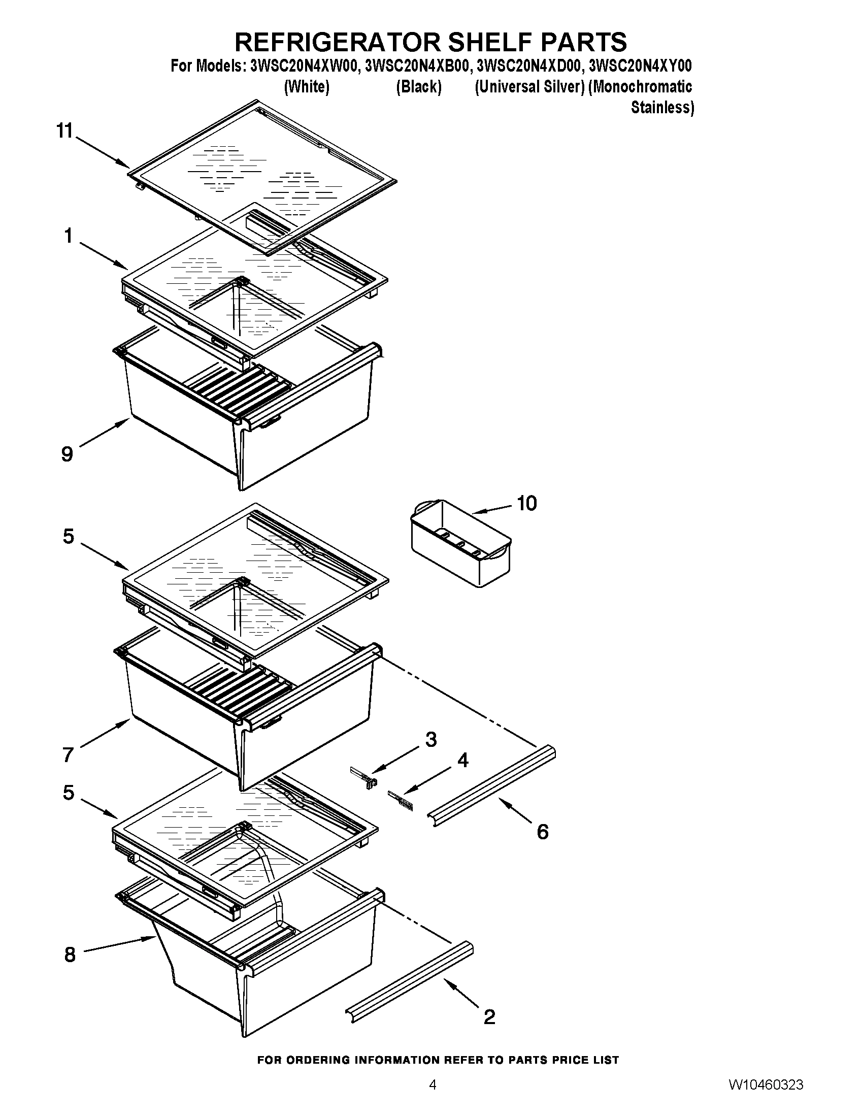 03 - REFRIGERATOR SHELF PARTS