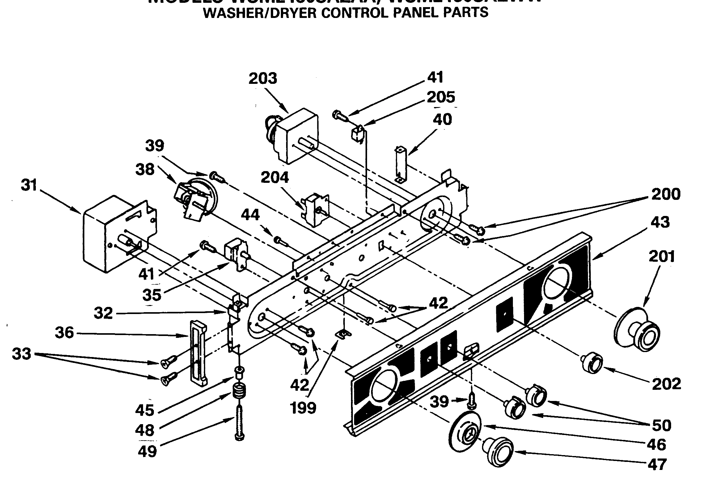 WASHER/DRYER CONTROL PANEL PARTS