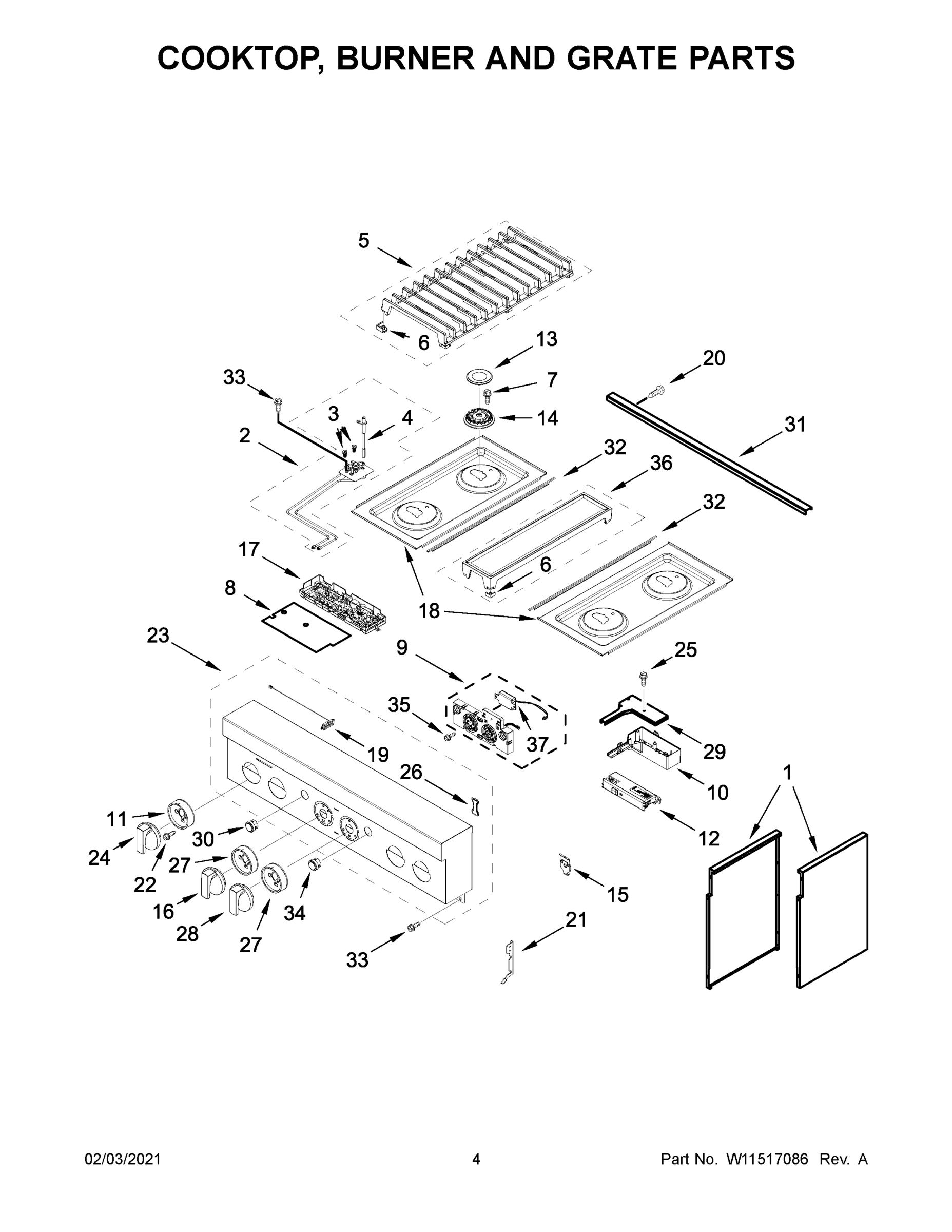 03 - COOKTOP, BURNER AND GRATE PARTS