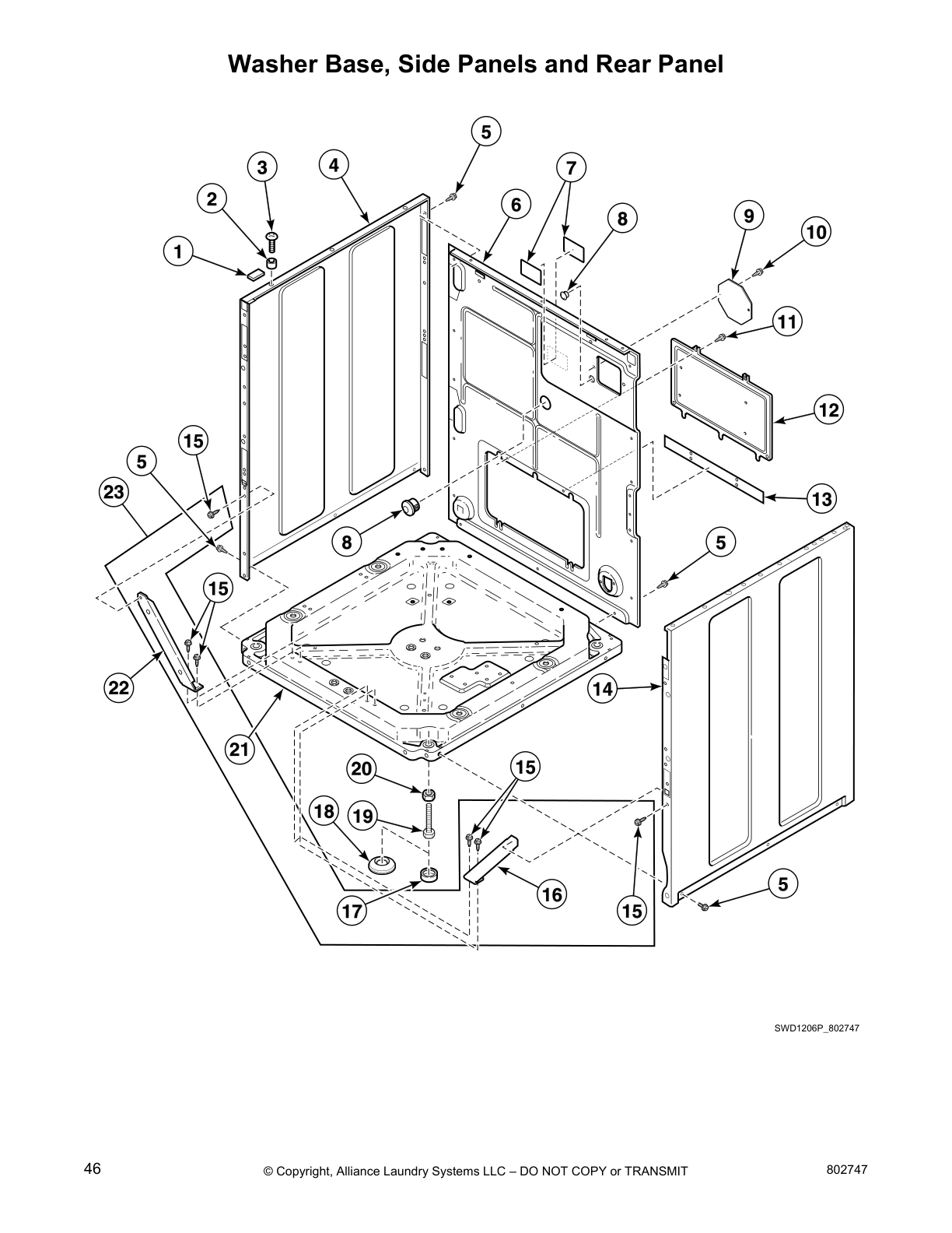Washer Base, Side Panels and Rear Panel