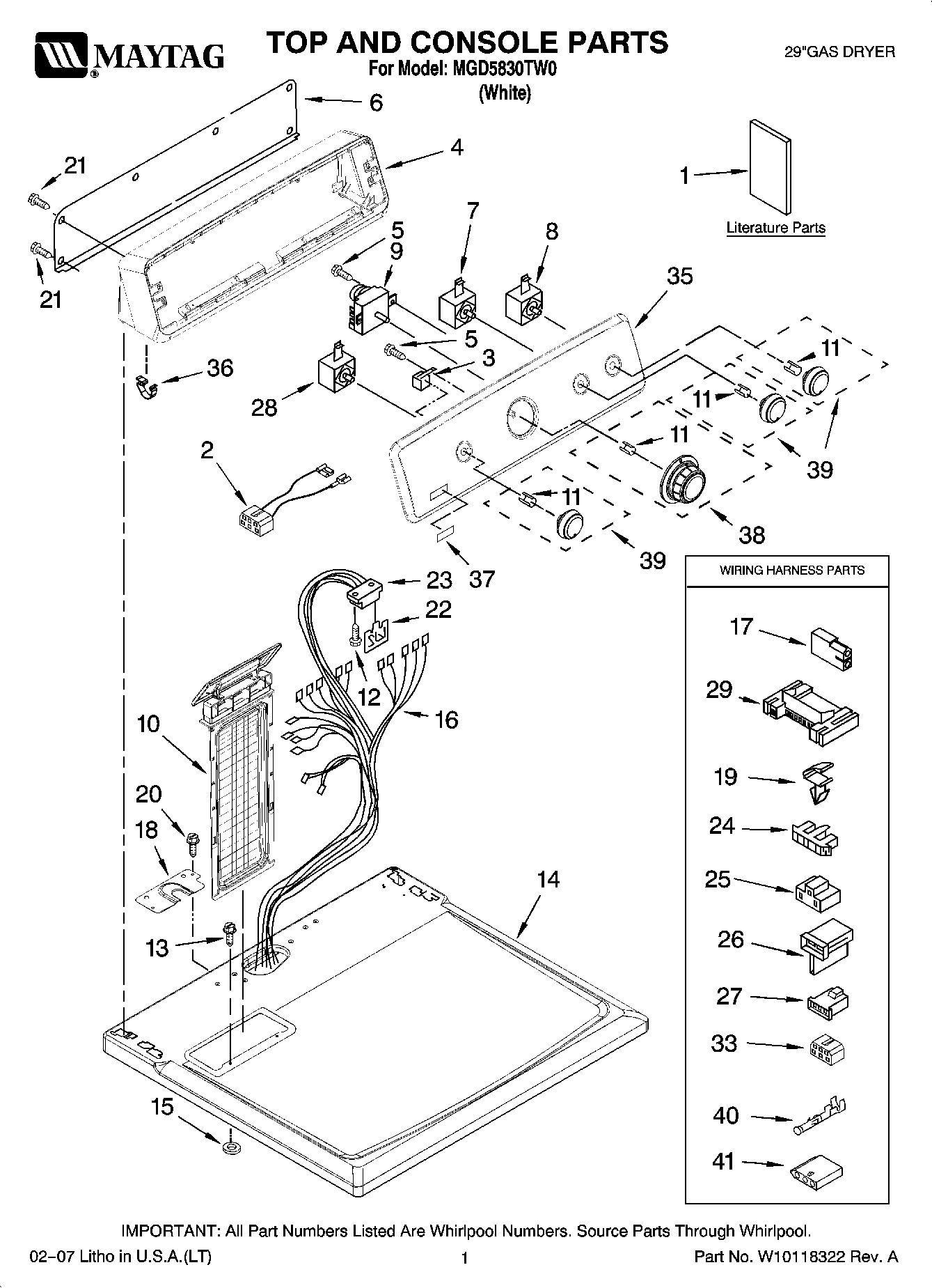 01 - TOP AND CONSOLE PARTS