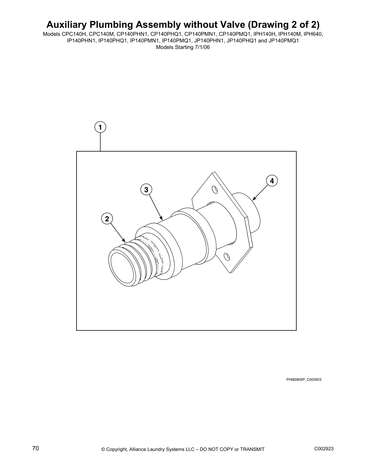 Auxiliary Plumbing Assembly without Valve (Drawing 2 of 2)