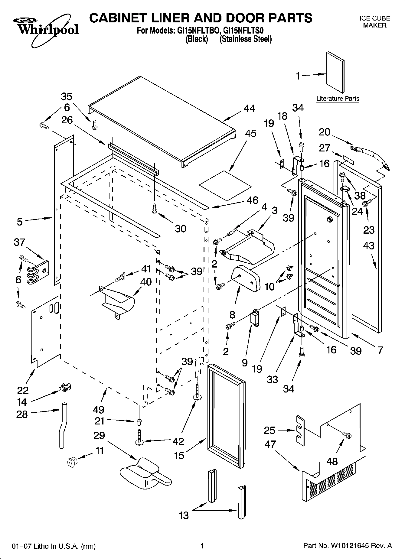 01 - CABINET LINER AND DOOR PARTS