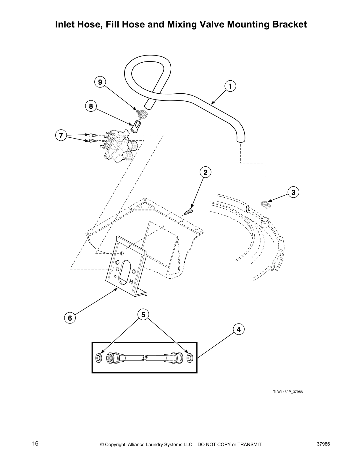 Inlet Hose, Fill Hose and Mixing Valve Mounting Bracket