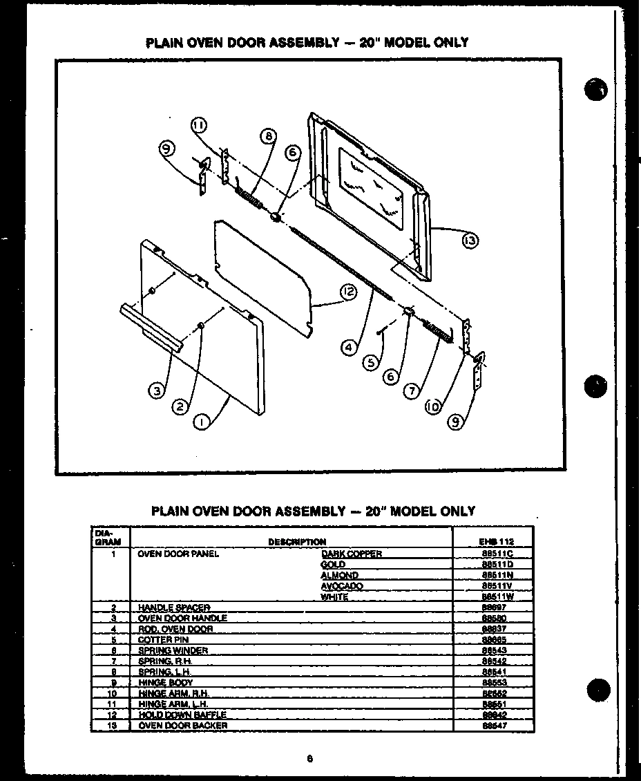 06 - PLAIN OVEN DOOR ASSY - 20`` MODEL ONLY