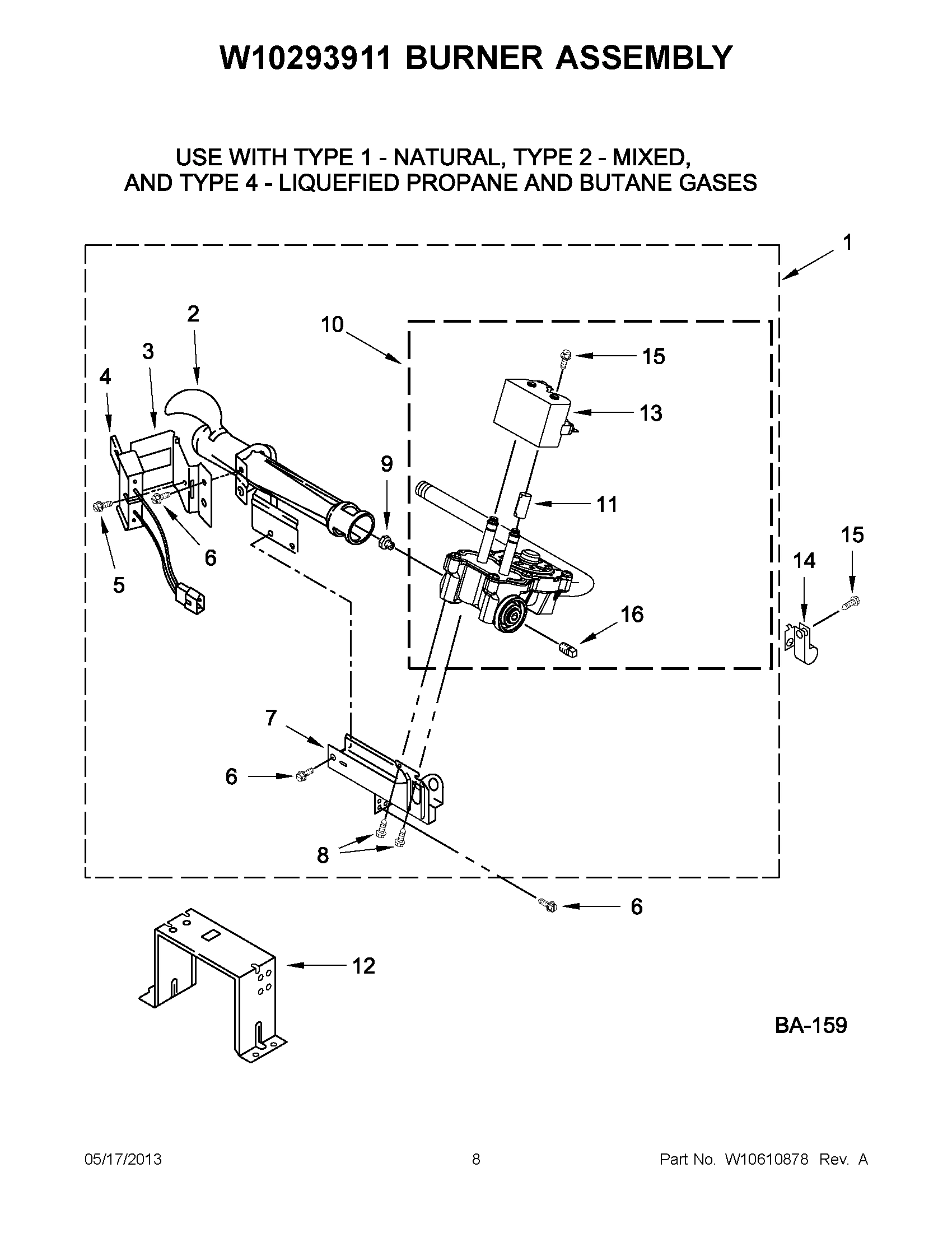 04 - W10293911 BURNER ASSEMBLY