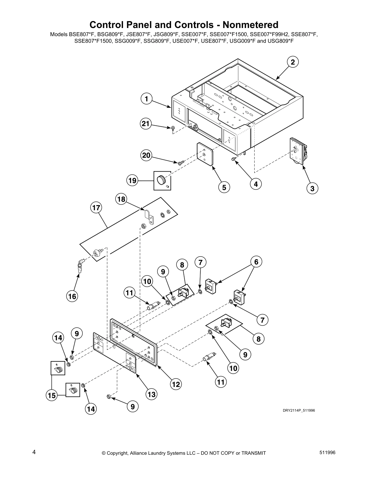 Control Panel and Controls - Nonmetered