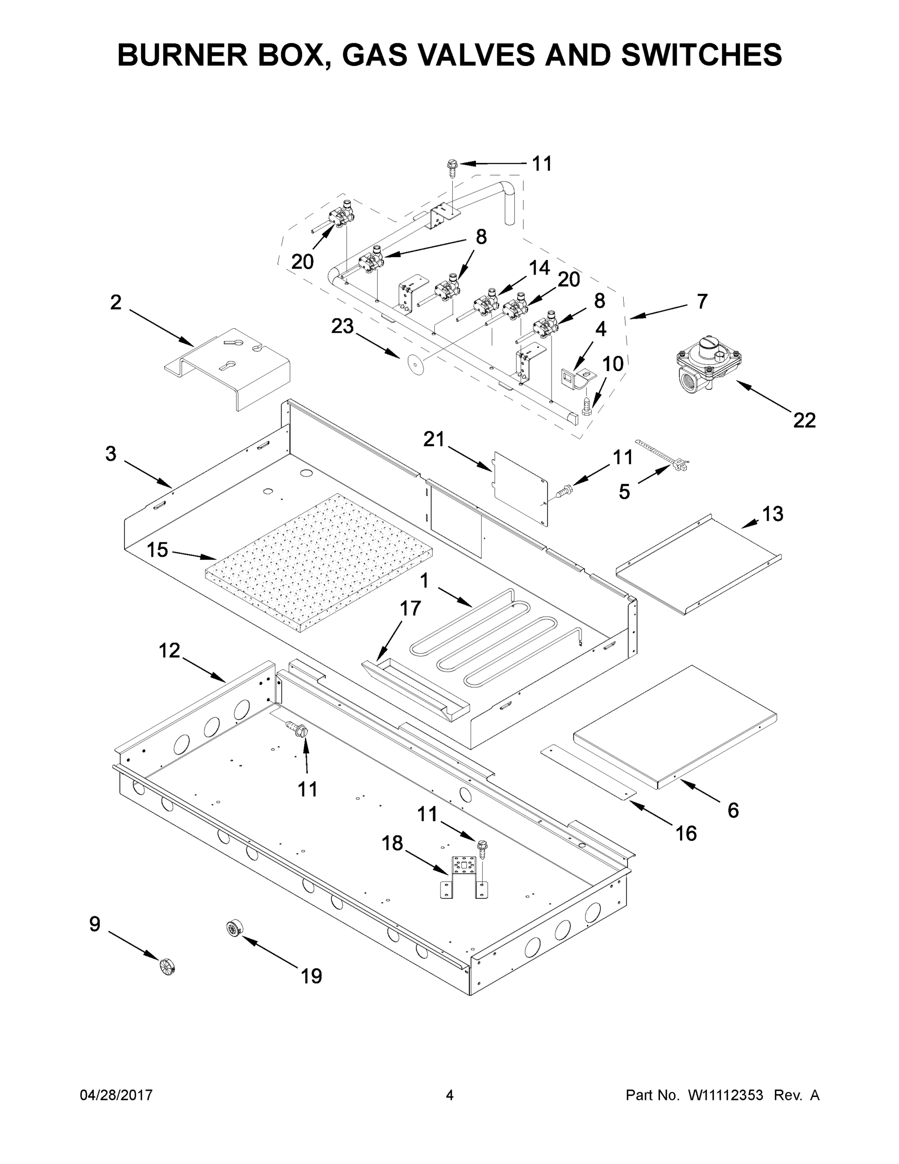03 - BURNER BOX, GAS VALVES AND SWITCHES