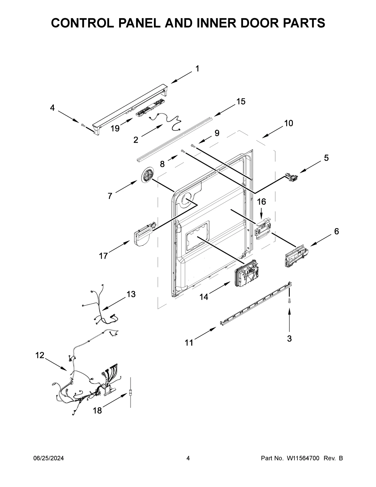CONTROL PANEL AND INNER DOOR PARTS