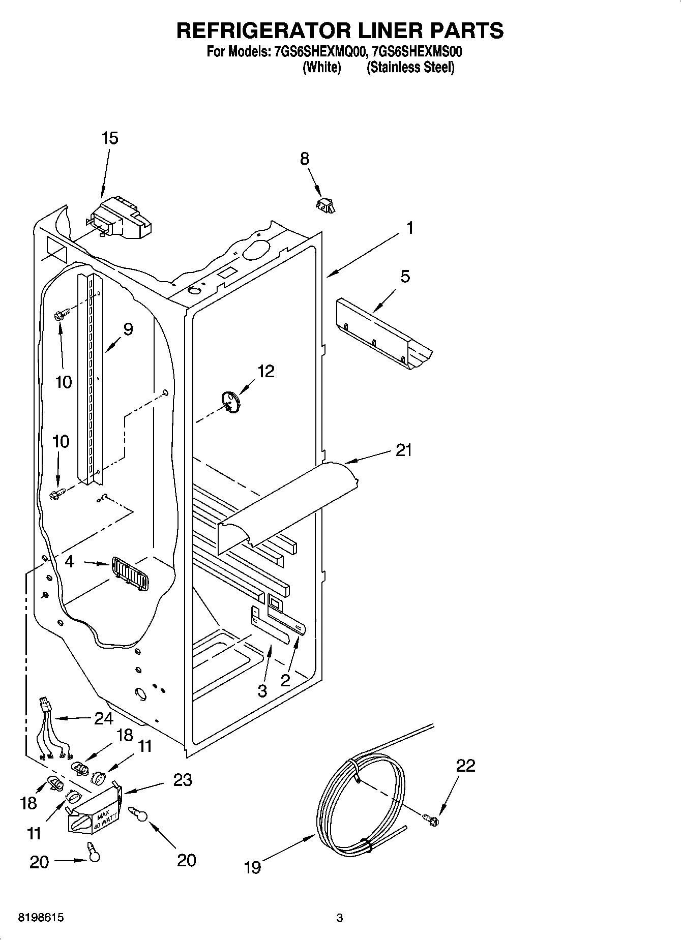 02 - REFRIGERATOR LINER PARTS