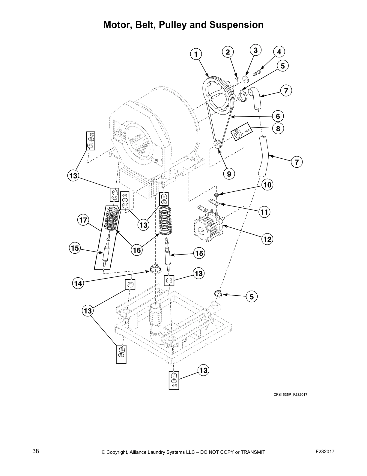 Motor, Belt, Pulley and Suspension