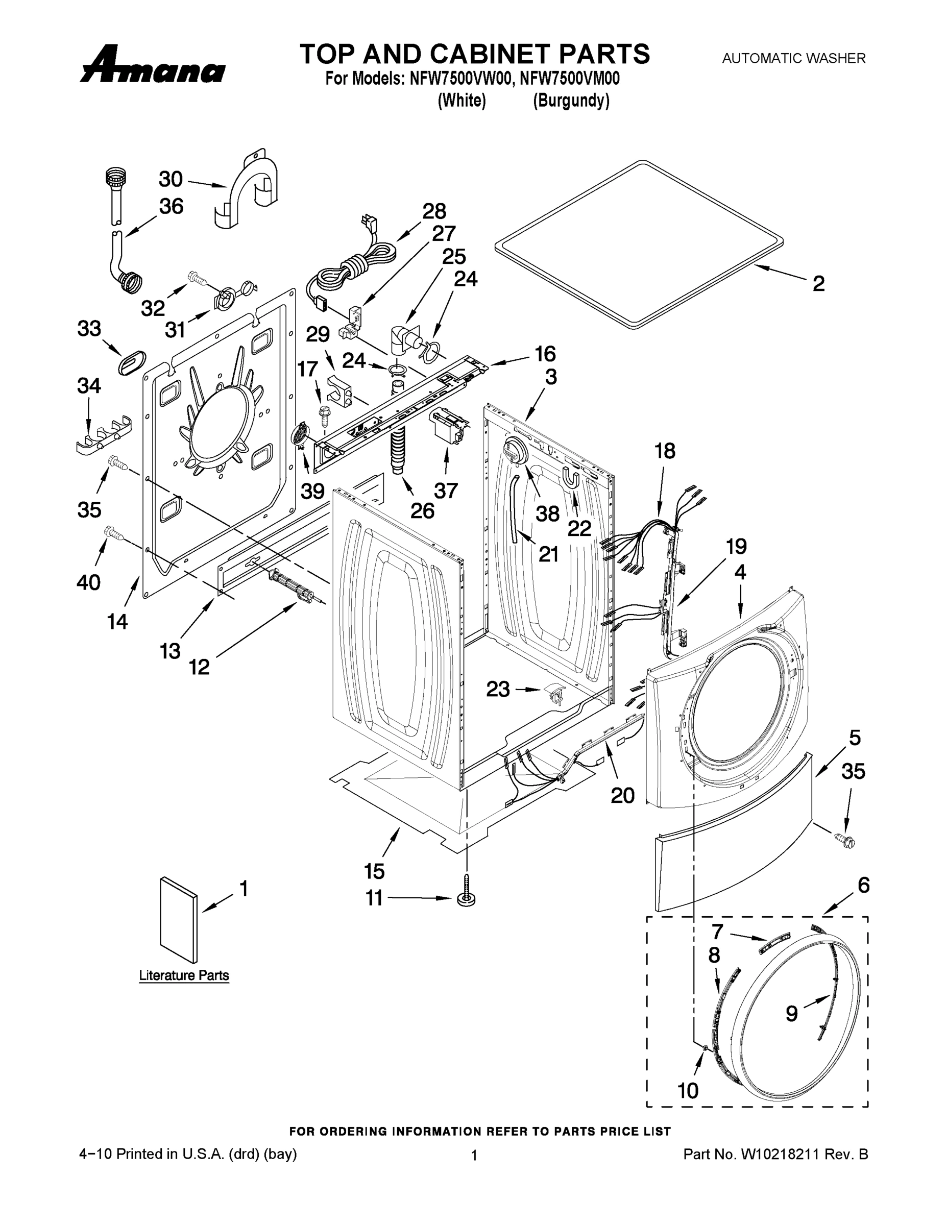 01 - TOP AND CABINET PARTS