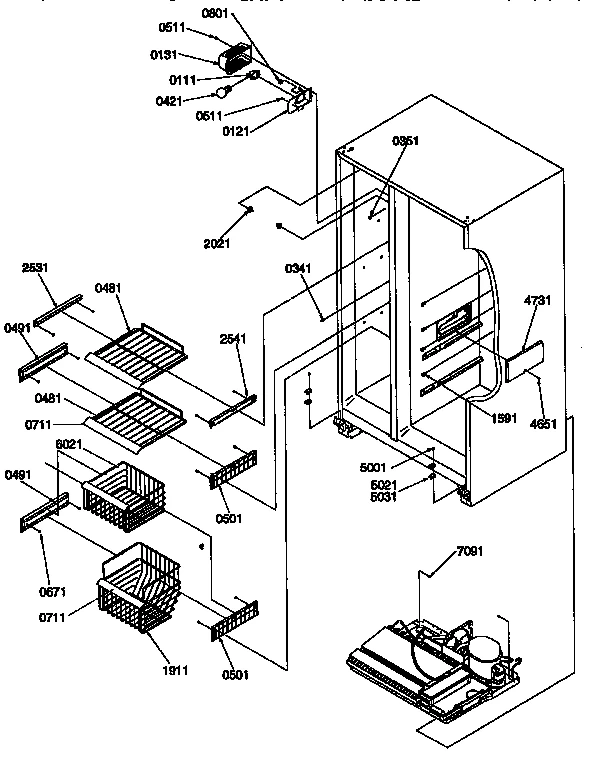 FREEZER SHELVES AND LIGHT