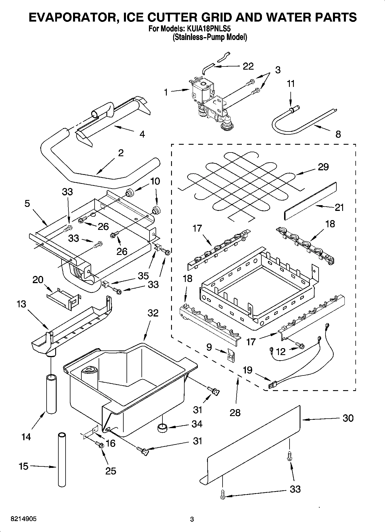 02 - EVAPORATOR, ICE CUTTER GRID AND WATER PARTS