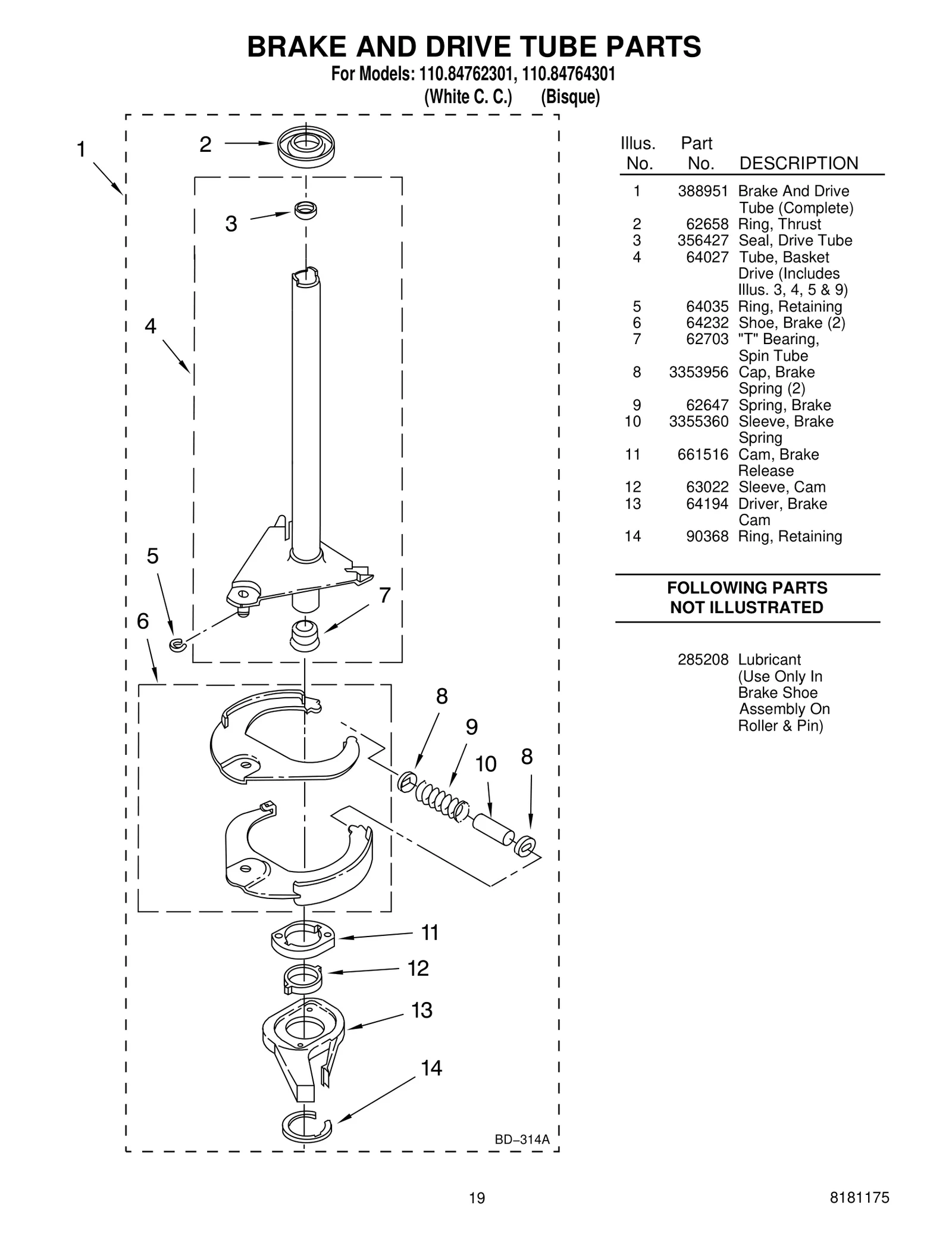 BRAKE AND DRIVE TUBE PARTS