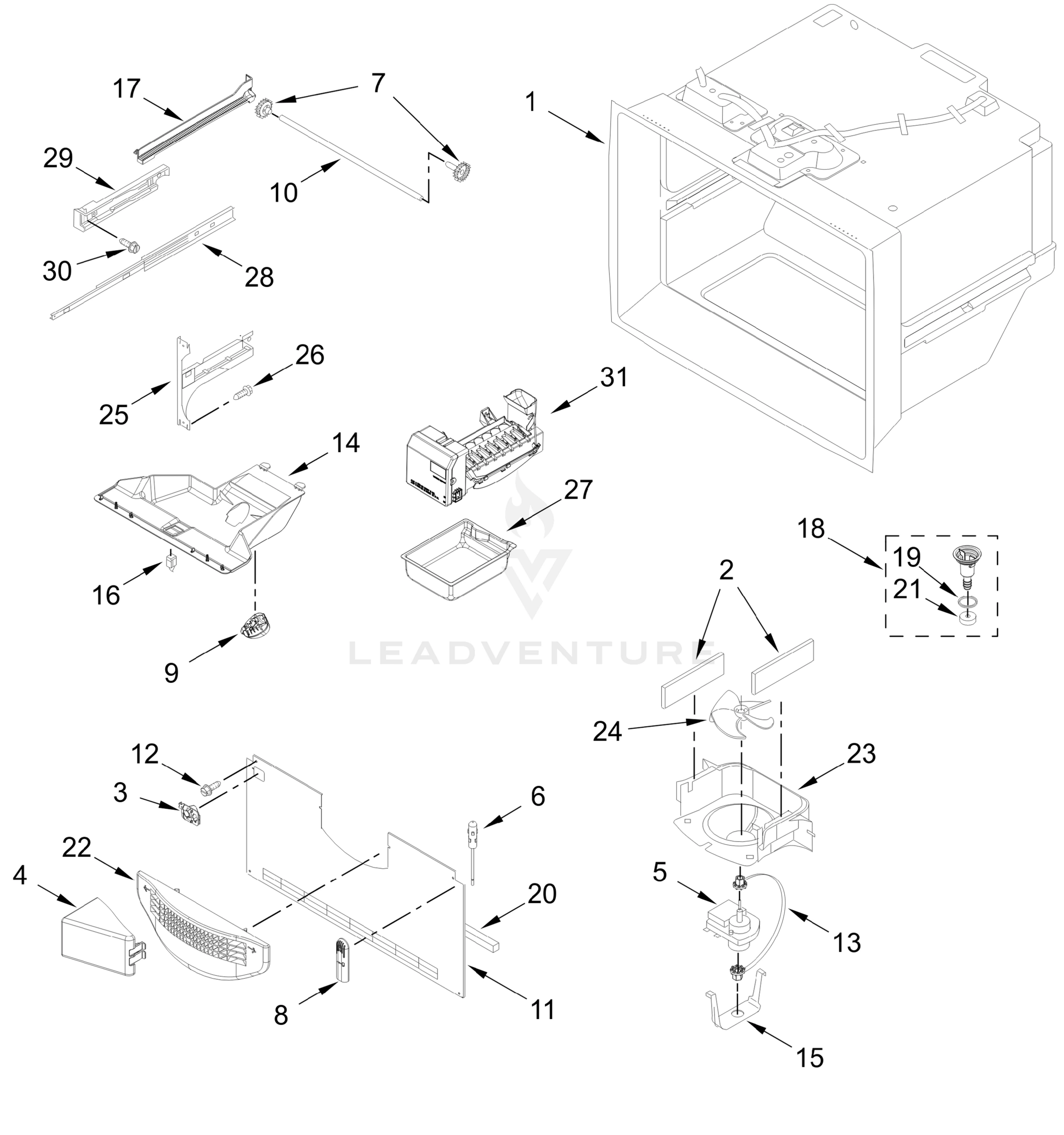 FREEZER LINER AND ICEMAKER PARTS