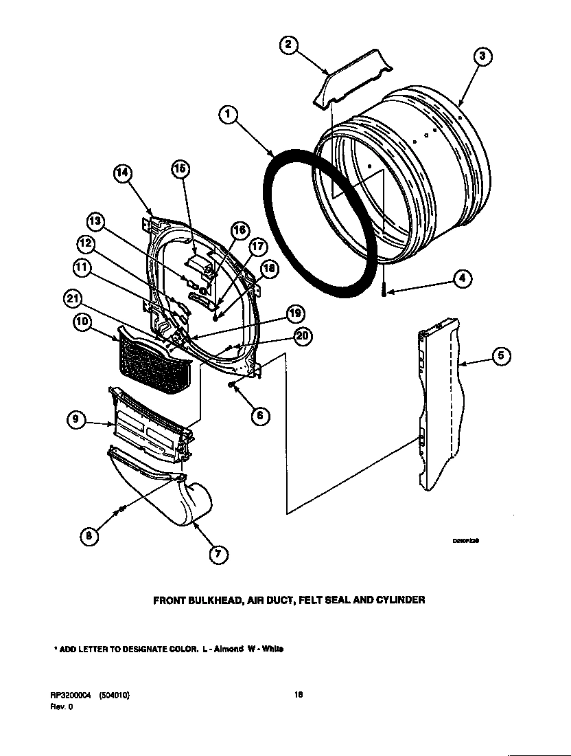 04 - FR BLKHD, AIR DUCT, FELT SEAL & CYLINDER