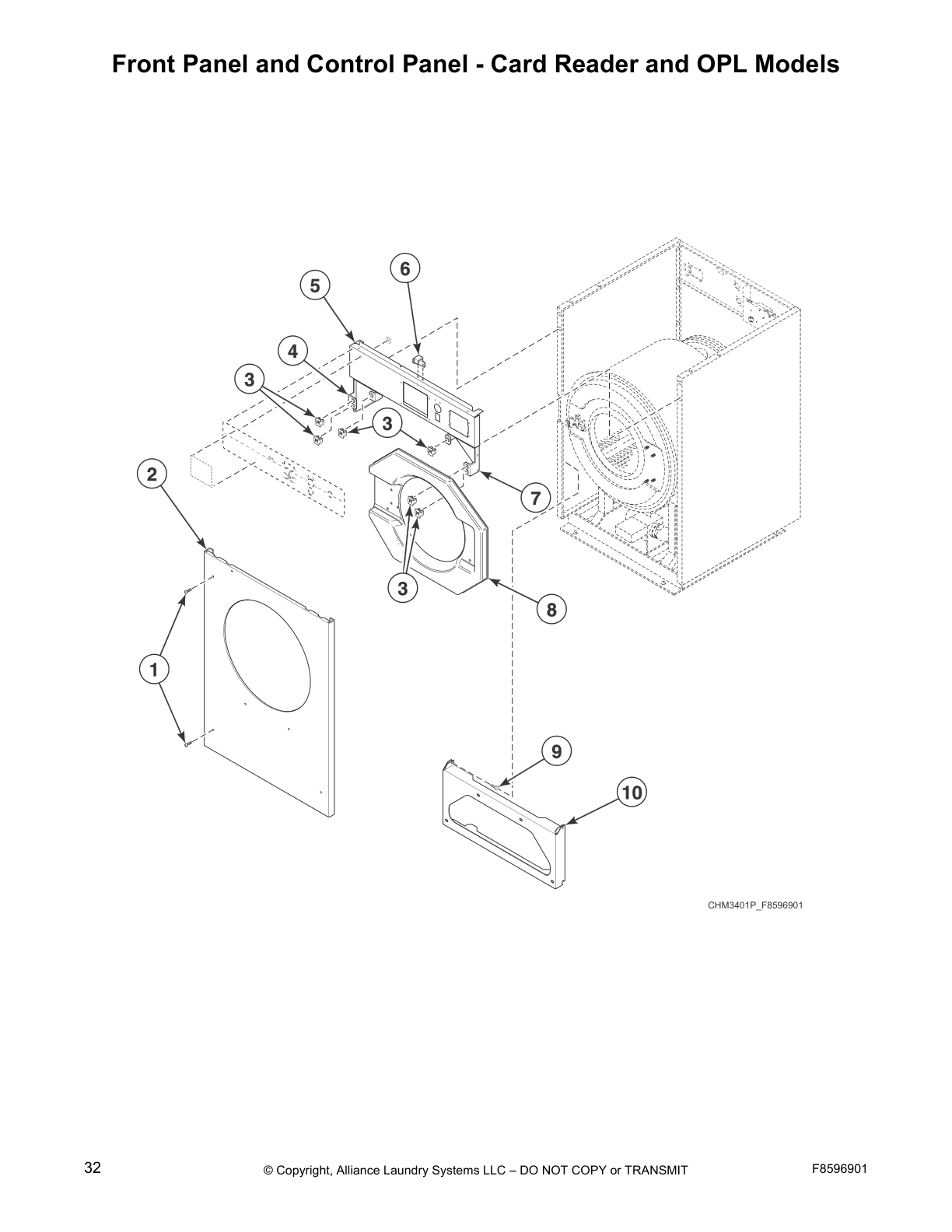 Front Panel and Control Panel - Card Reader and OPL Models