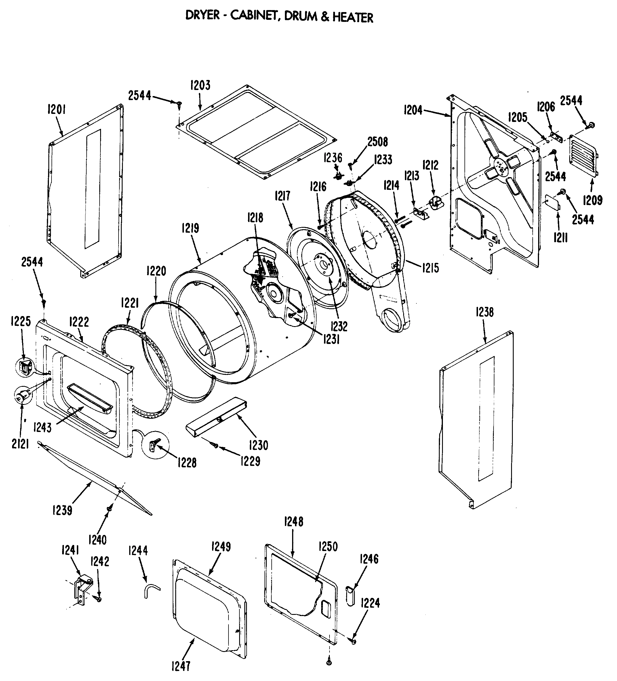DRYER - CABINET, DRUM & HEATER