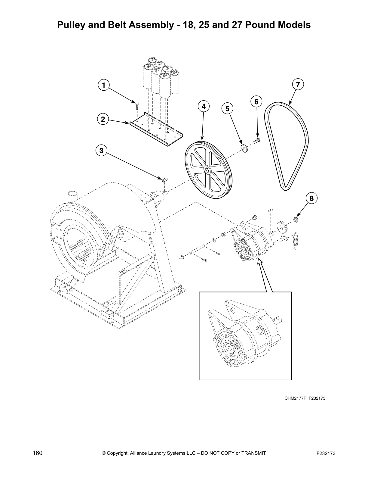 Pulley and Belt Assembly - 18, 25 and 27 Pound Models