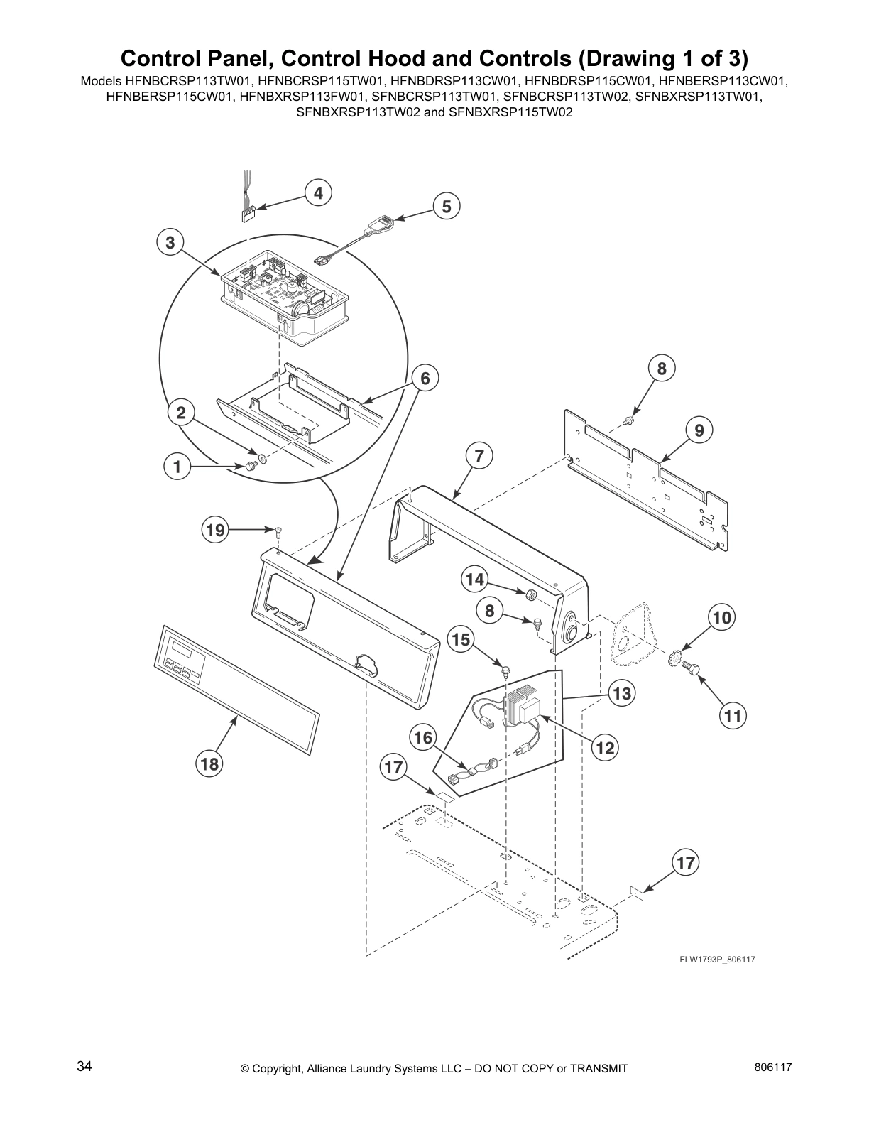 Control Panel, Control Hood and Controls (Drawing 1 of 3)