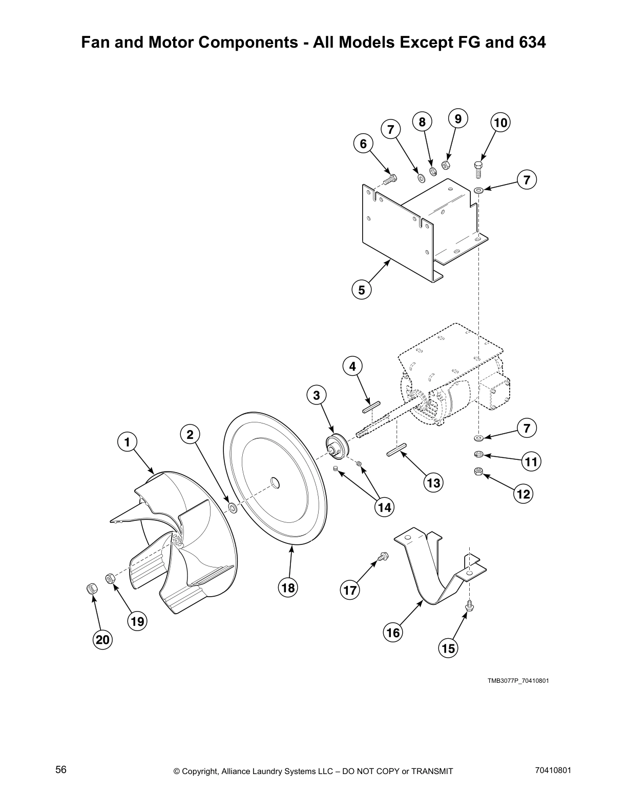 Fan and Motor Components - All Models Except FG and 634