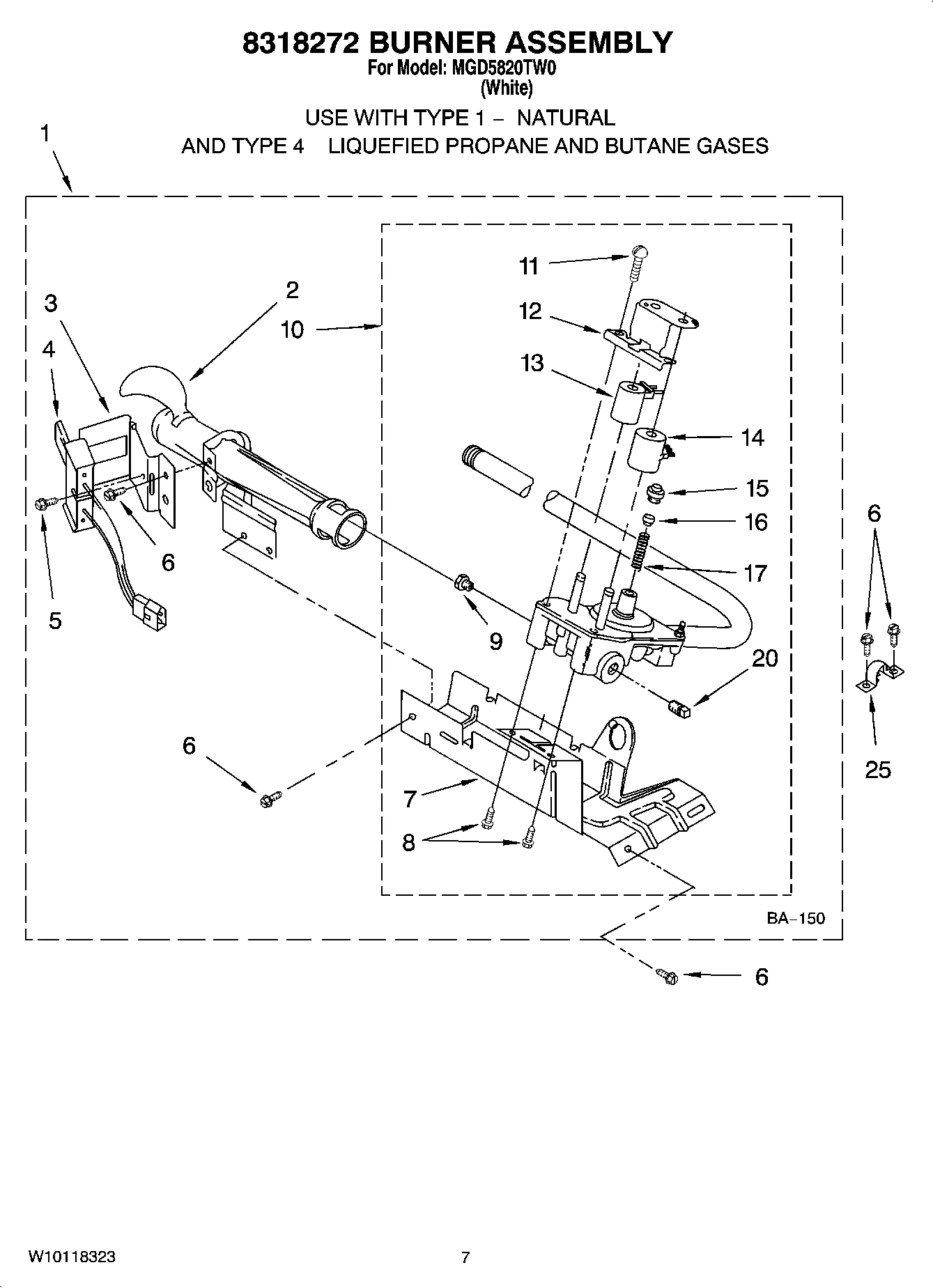04 - 8318272 BURNER ASSEMBLY, OPTIONAL PARTS (NOT INCLUDED)
