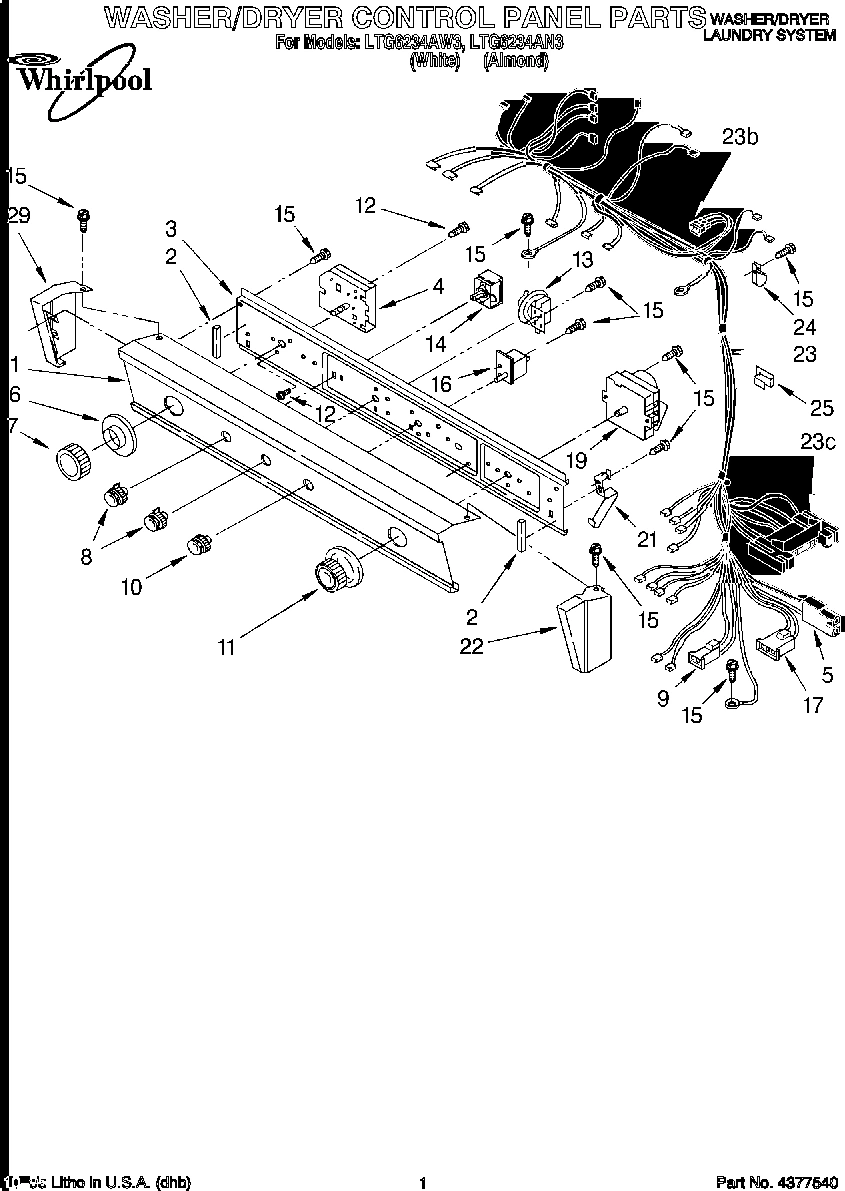 01 - WASHER/DRYER CONTROL PANEL