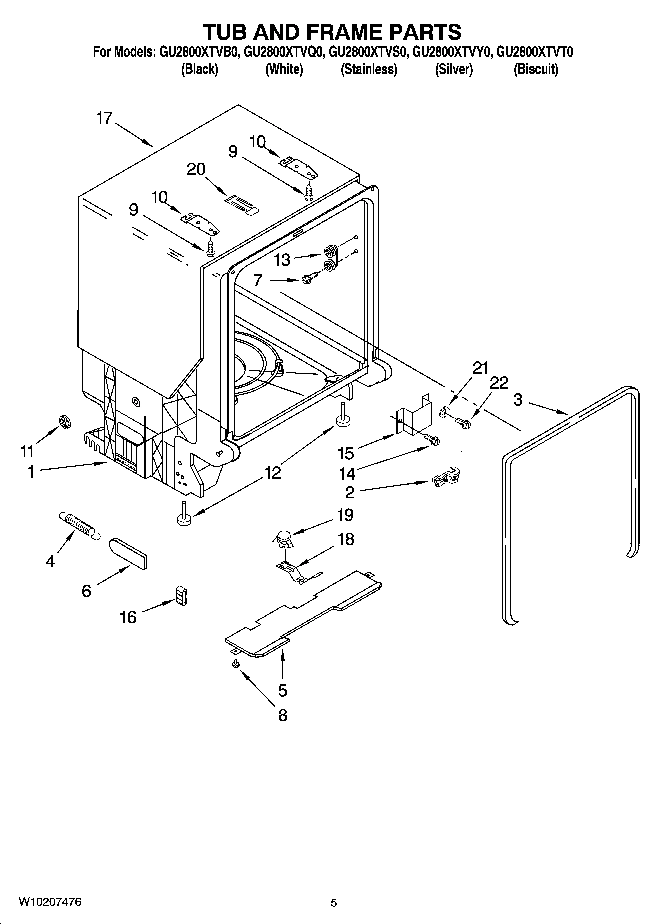 05 - TUB AND FRAME PARTS