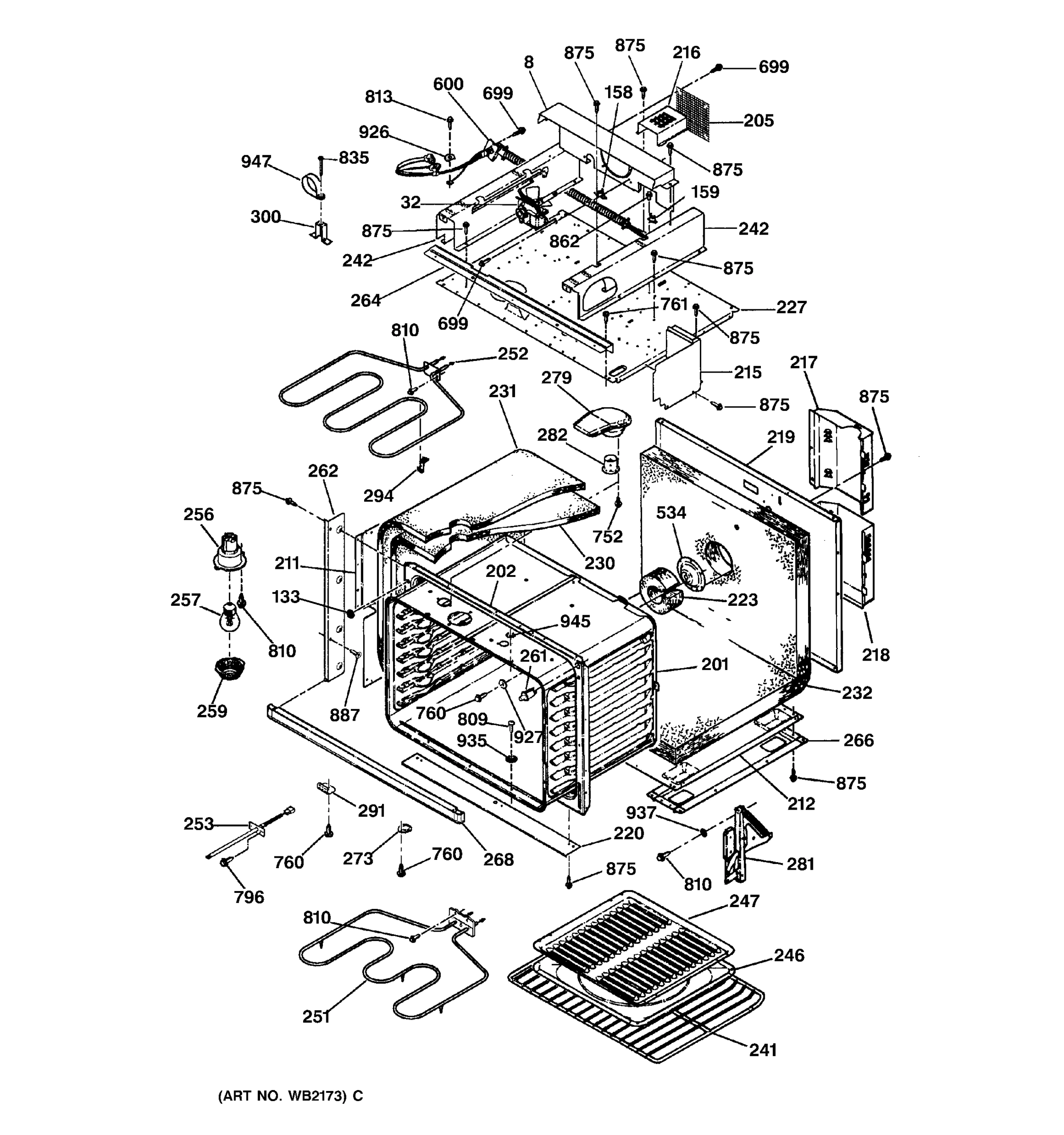 OVEN BODY WITH MICROWAVE SUPPORT