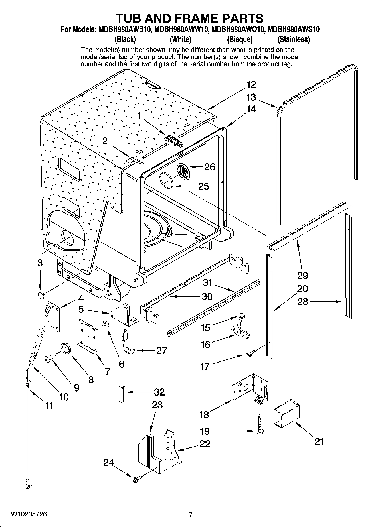 07 - TUB AND FRAME PARTS