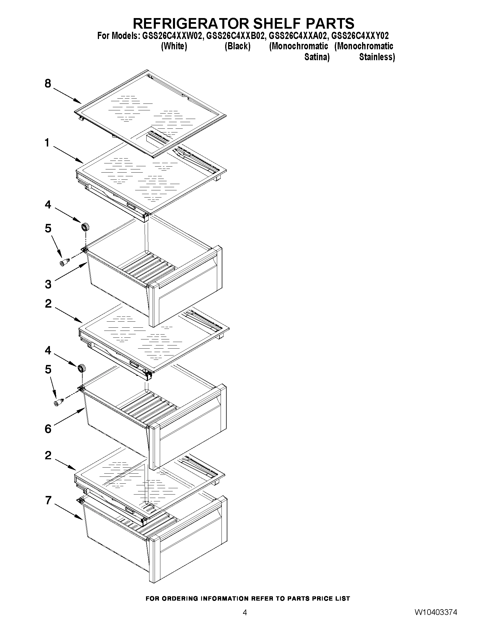 03 - REFRIGERATOR SHELF PARTS