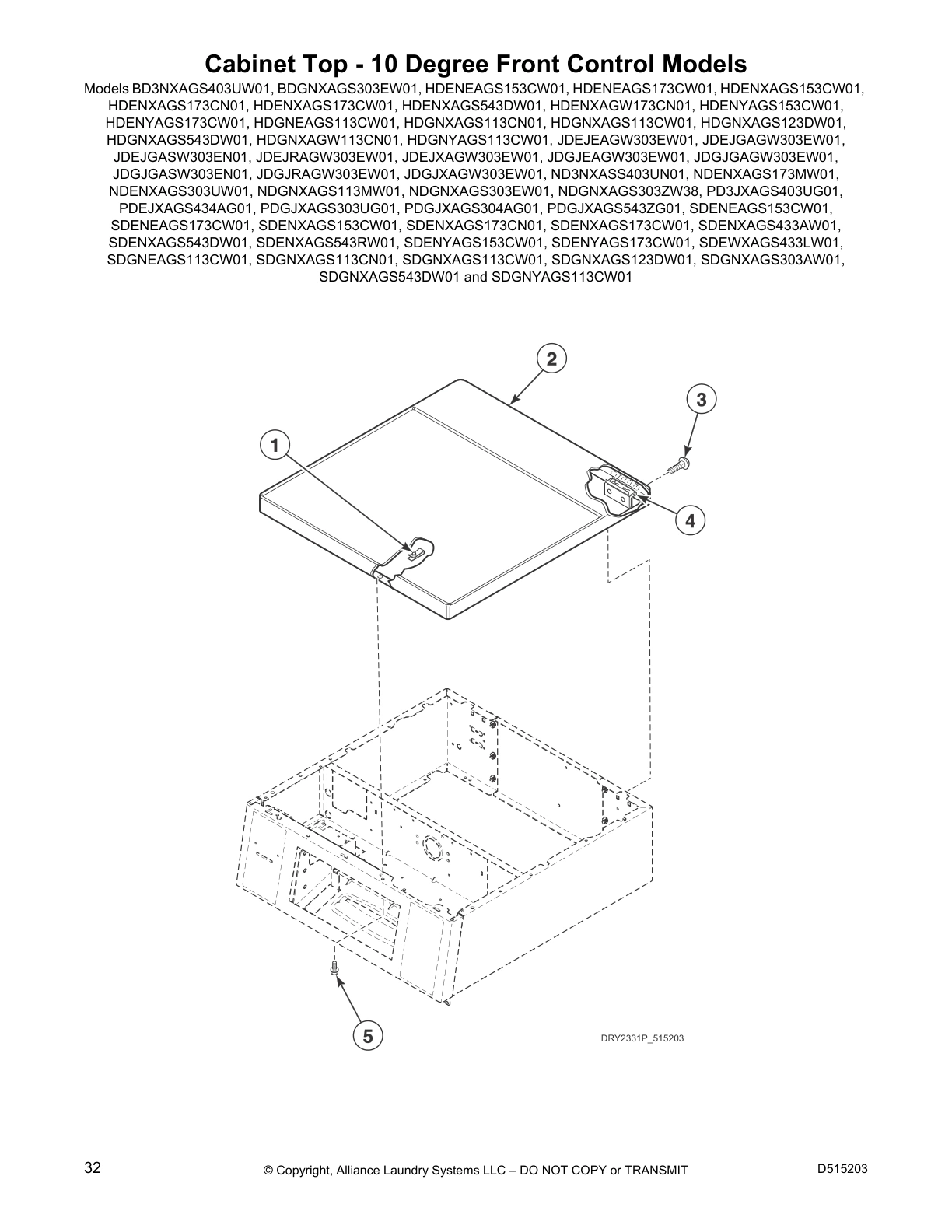 Cabinet Top - 10 Degree Front Control Models