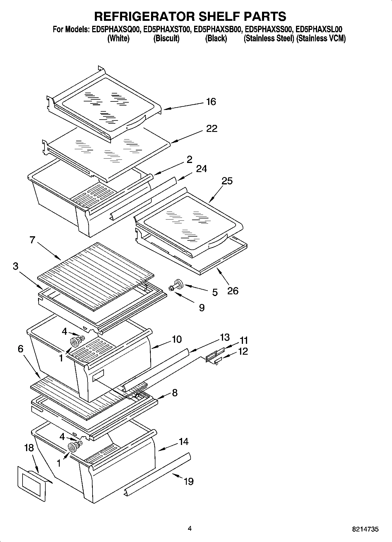 03 - REFRIGERATOR SHELF PARTS