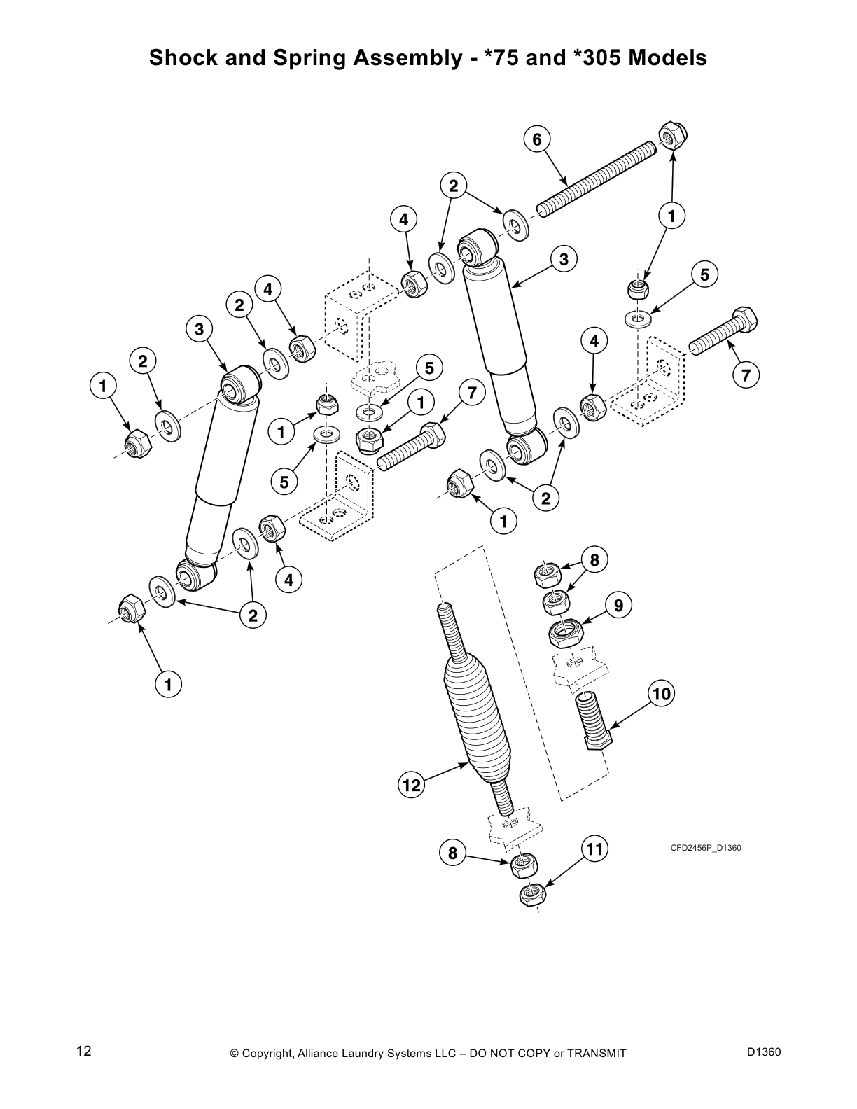 Shock and Spring Assembly - *75 and *305 Models