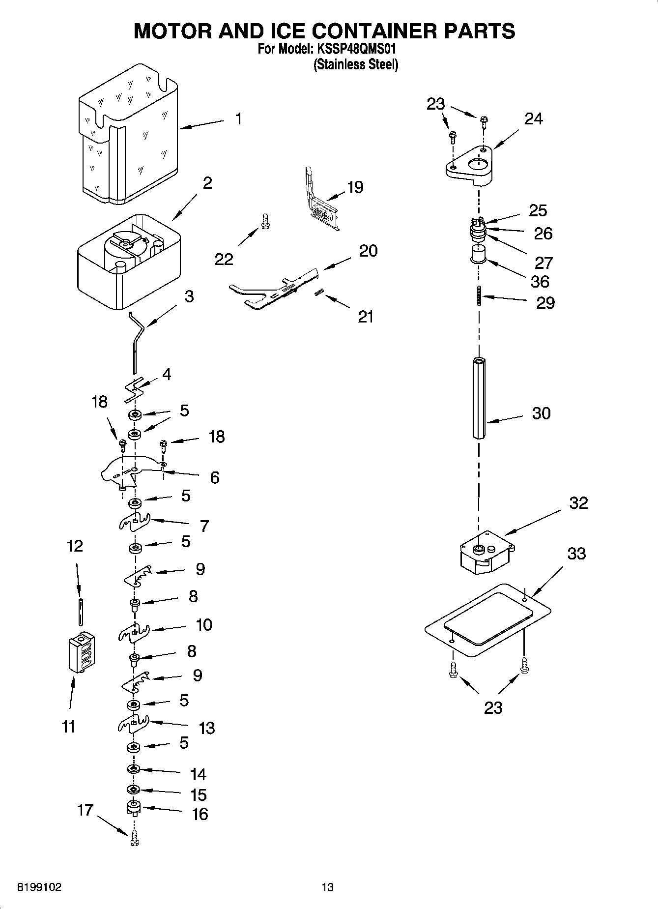 09 - MOTOR AND ICE CONTAINER PARTS