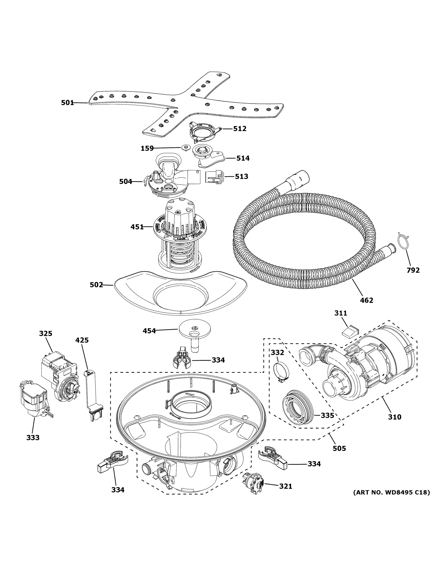 MOTOR, SUMP & FILTER ASSEMBLY