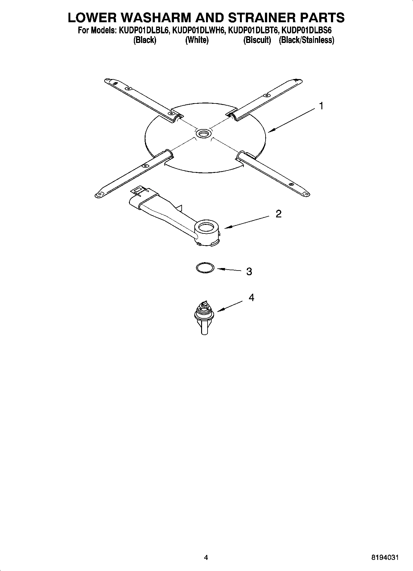 04 - LOWER WASHARM AND STRAINER PARTS