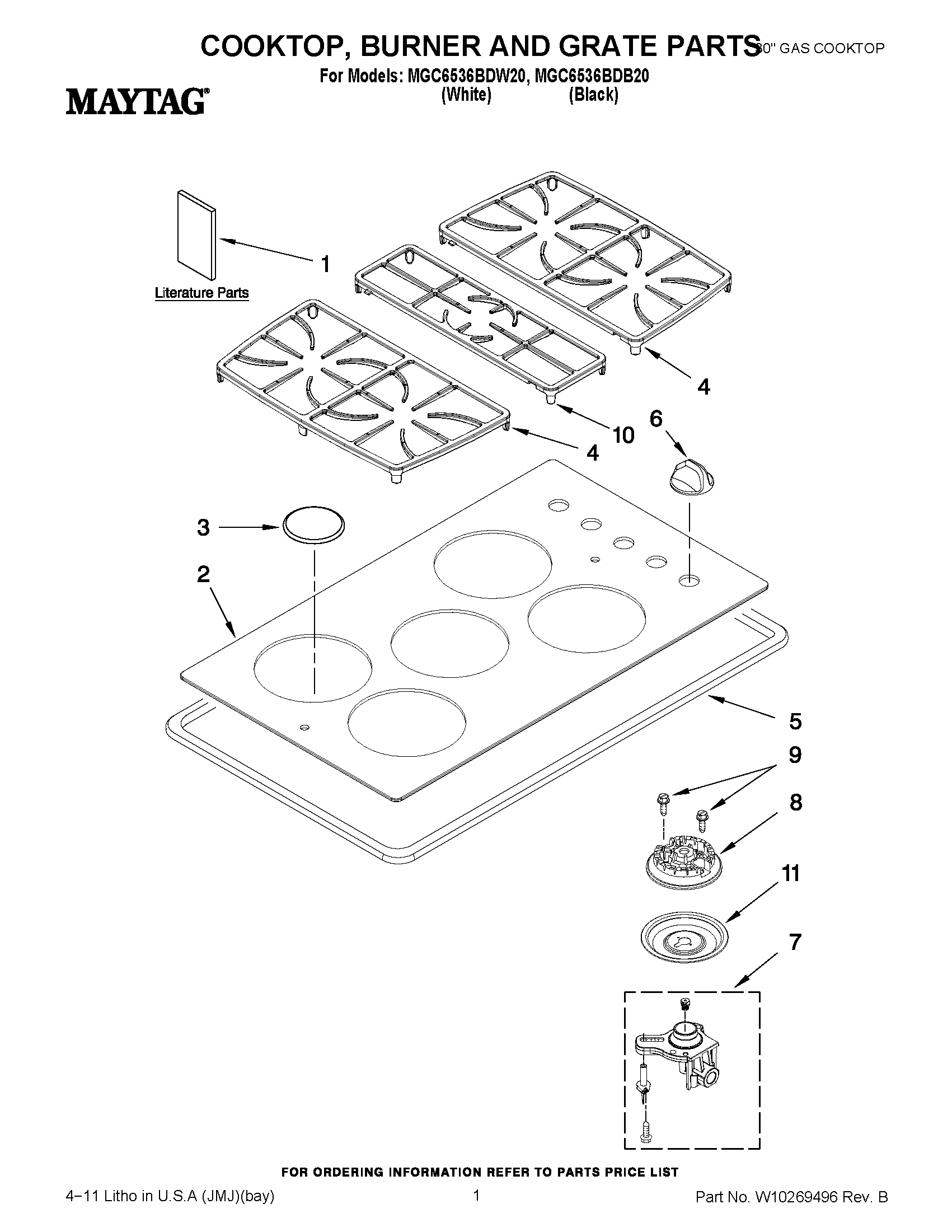 01 - COOKTOP, BURNER AND GRATE PARTS