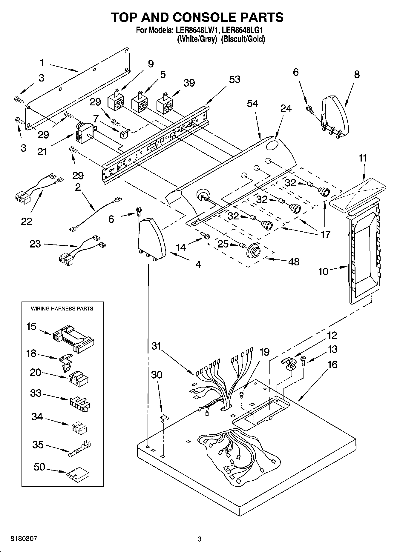 02 - TOP AND CONSOLE PARTS OPTIONAL PARTS (NOT INCLUDED)