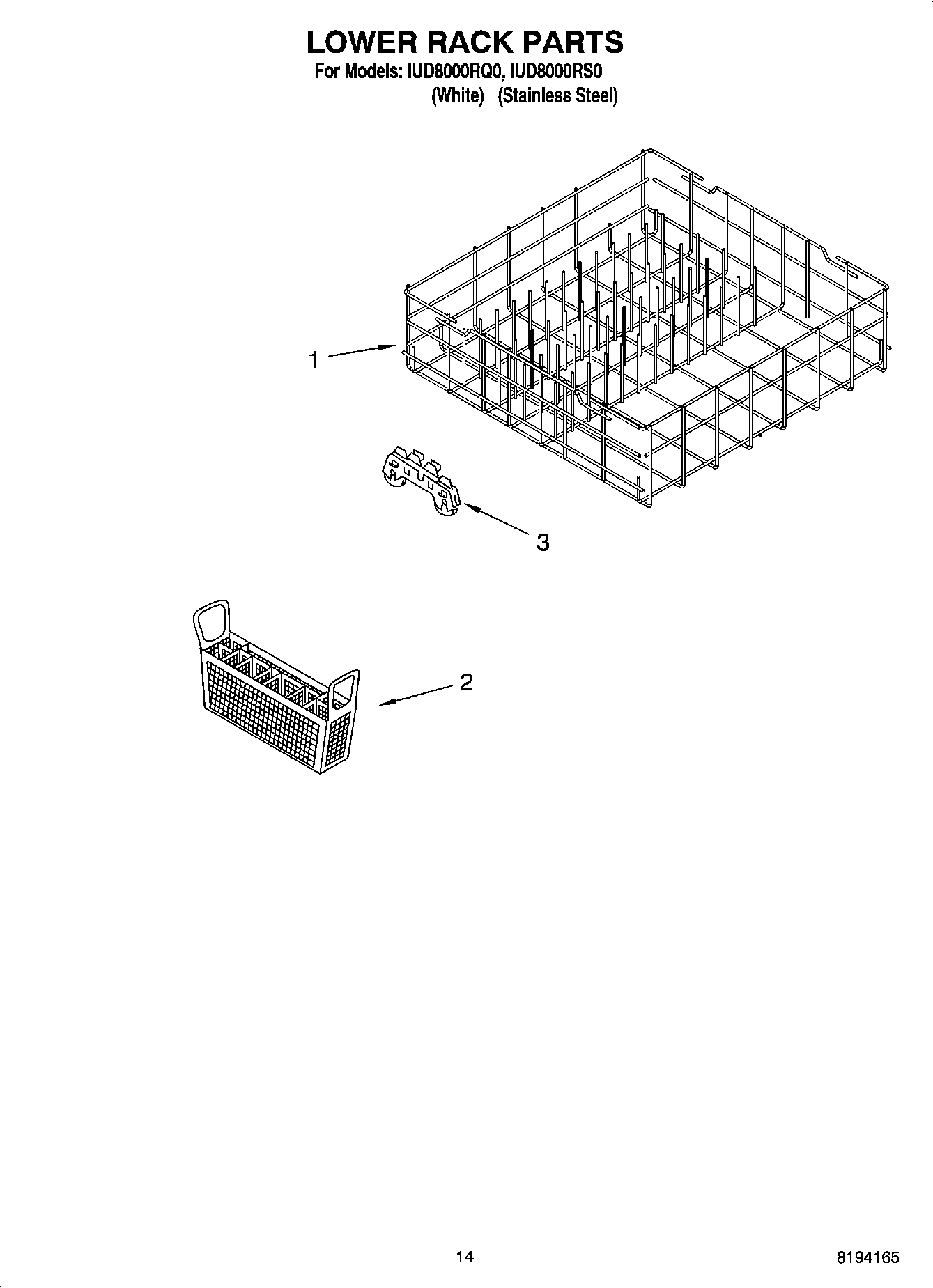 11 - LOWER RACK PARTS, OPTIONAL PARTS (NOT INCLUDED)