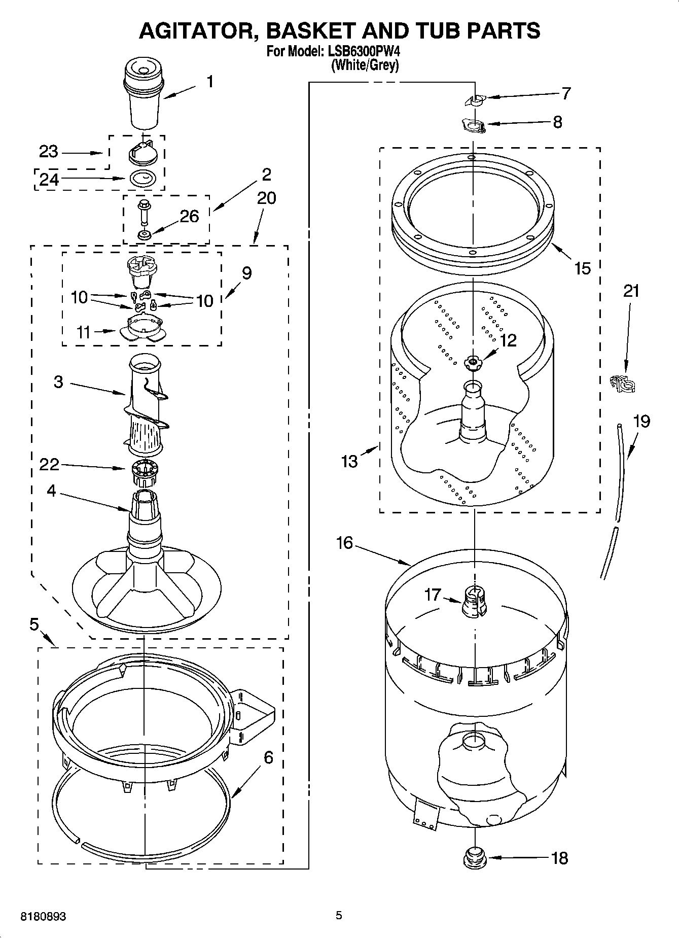 03 - AGITATOR, BASKET AND TUB PARTS