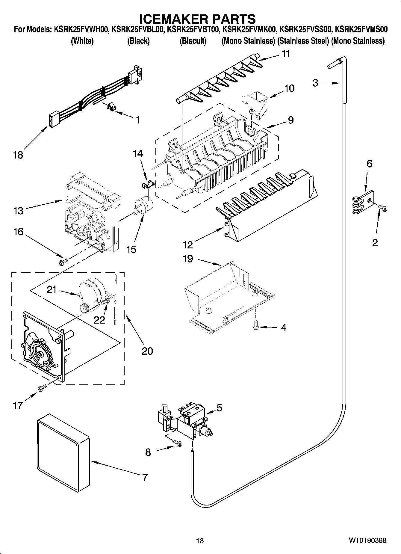 11 - ICEMAKER PARTS, OPTIONAL PARTS (NOT INCLUDED)